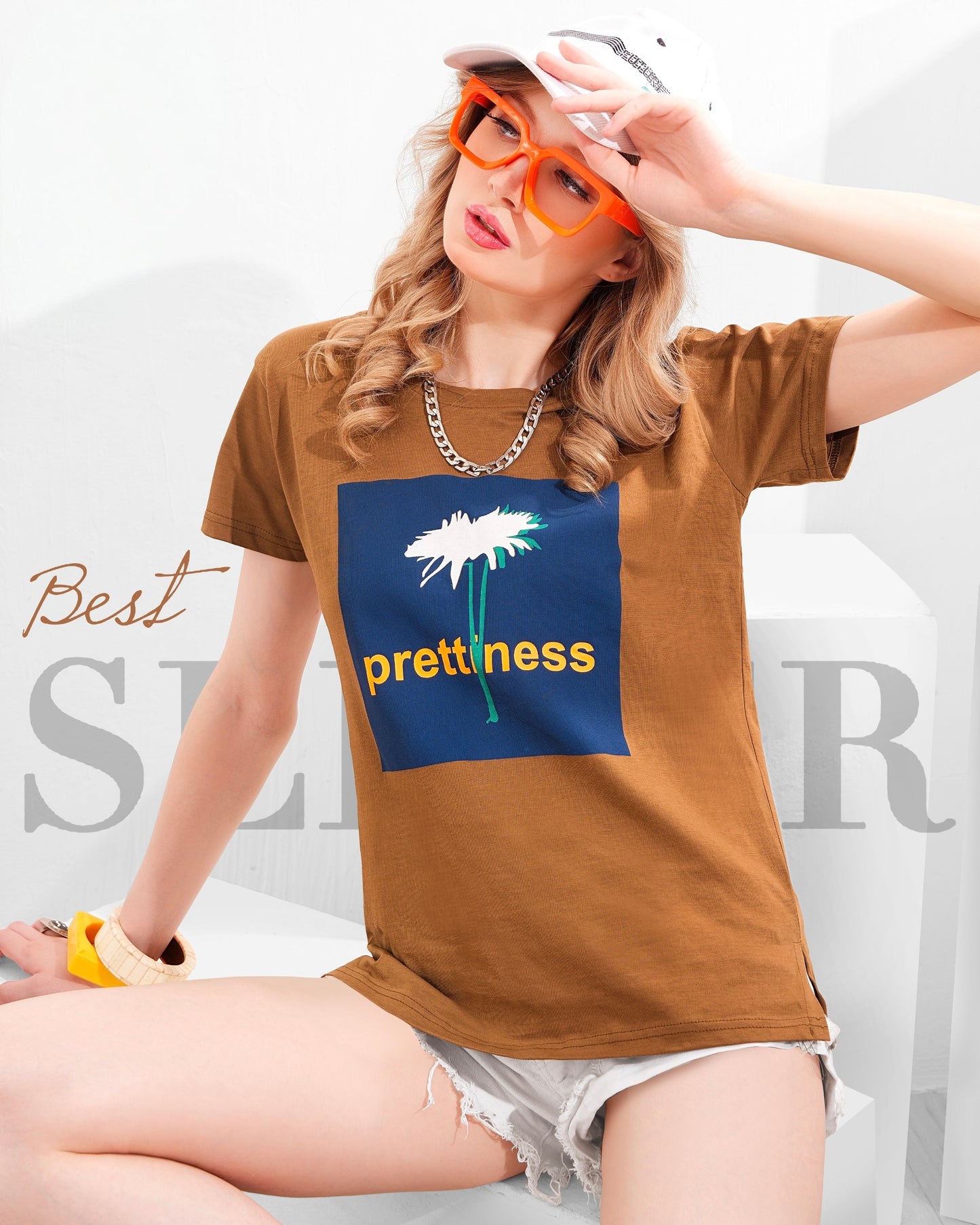 Brown cotton T-shirt