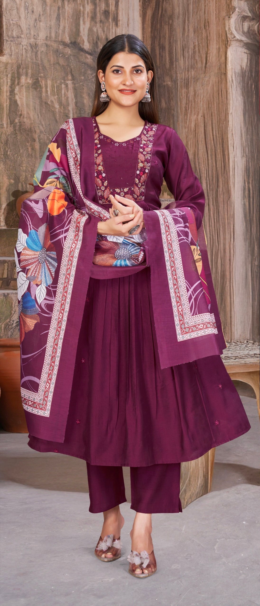 Wine Elegant Aline designer suits