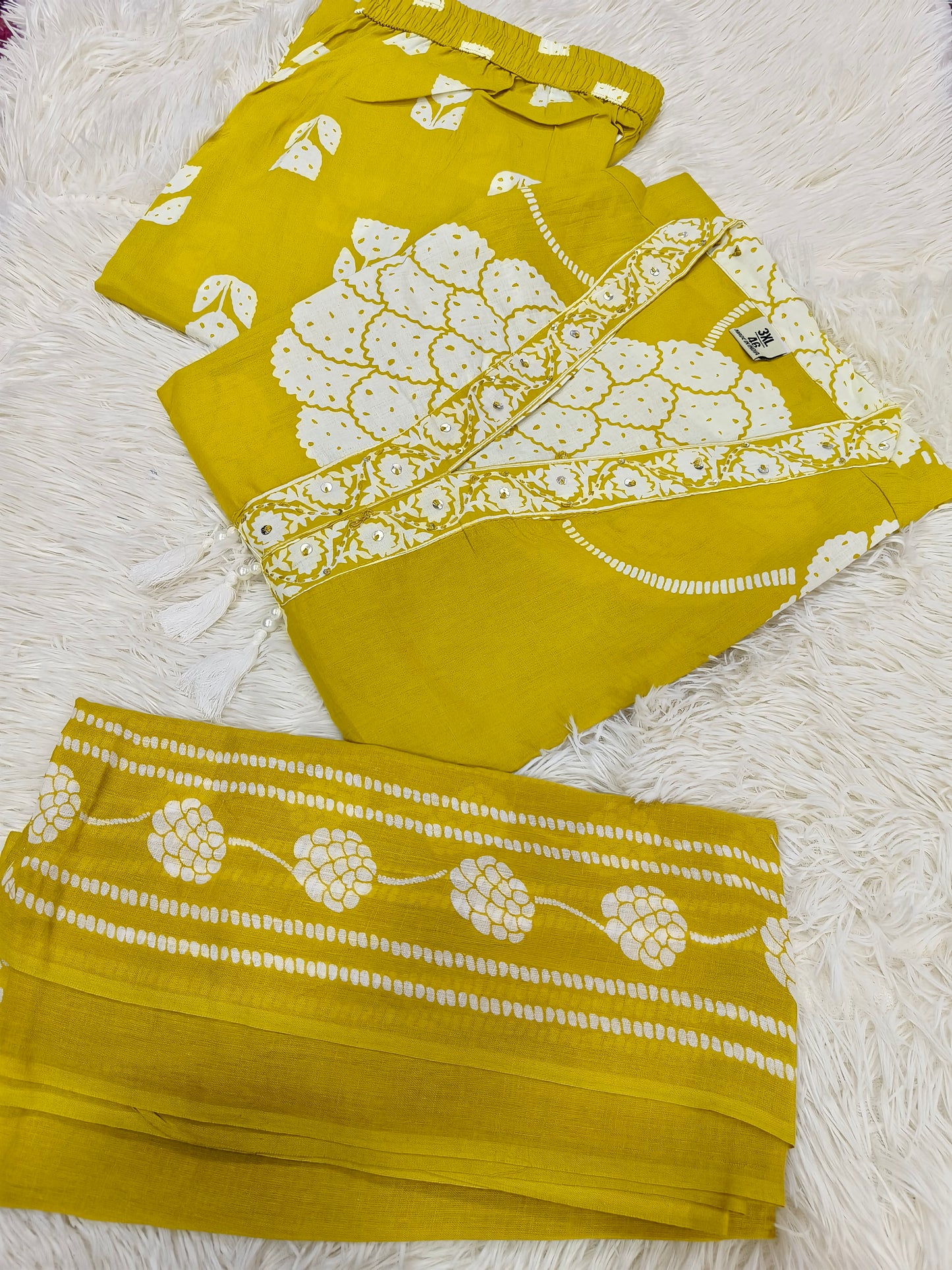 Lemon yellow Cotton sets with duppata