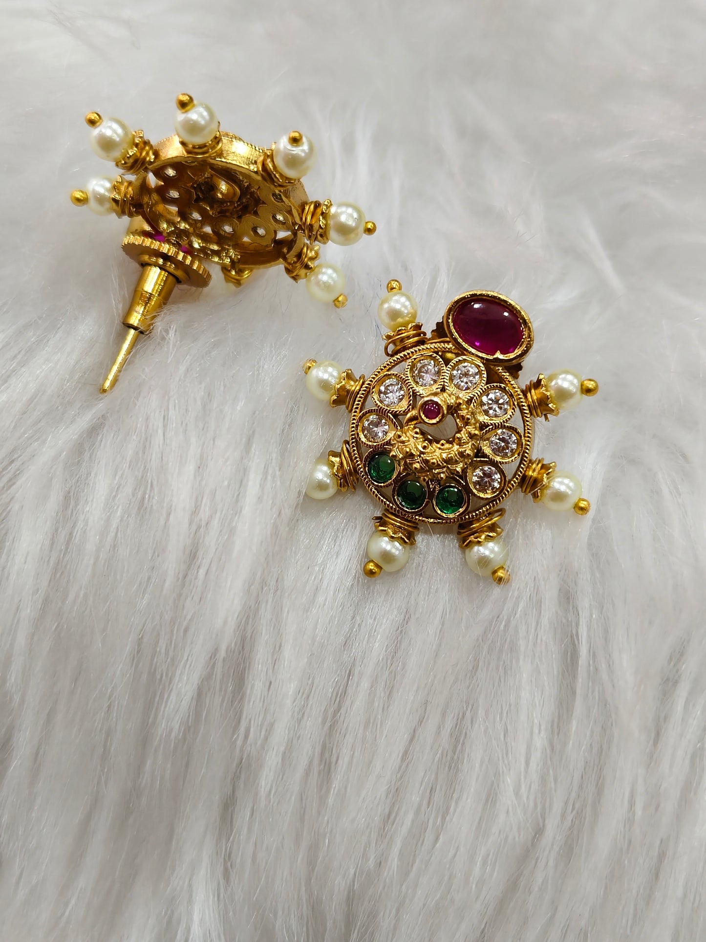 Multi stone gold plated stud