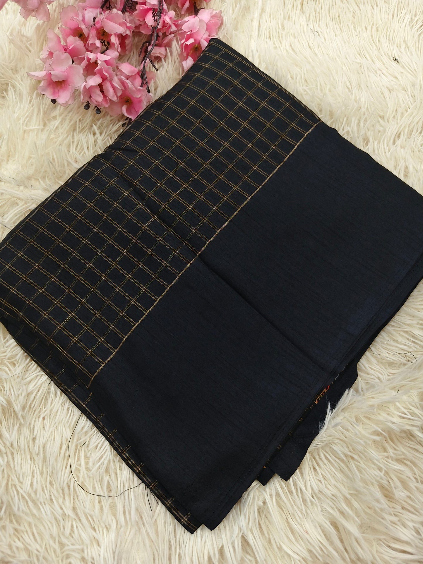 Black saree with zari chex
