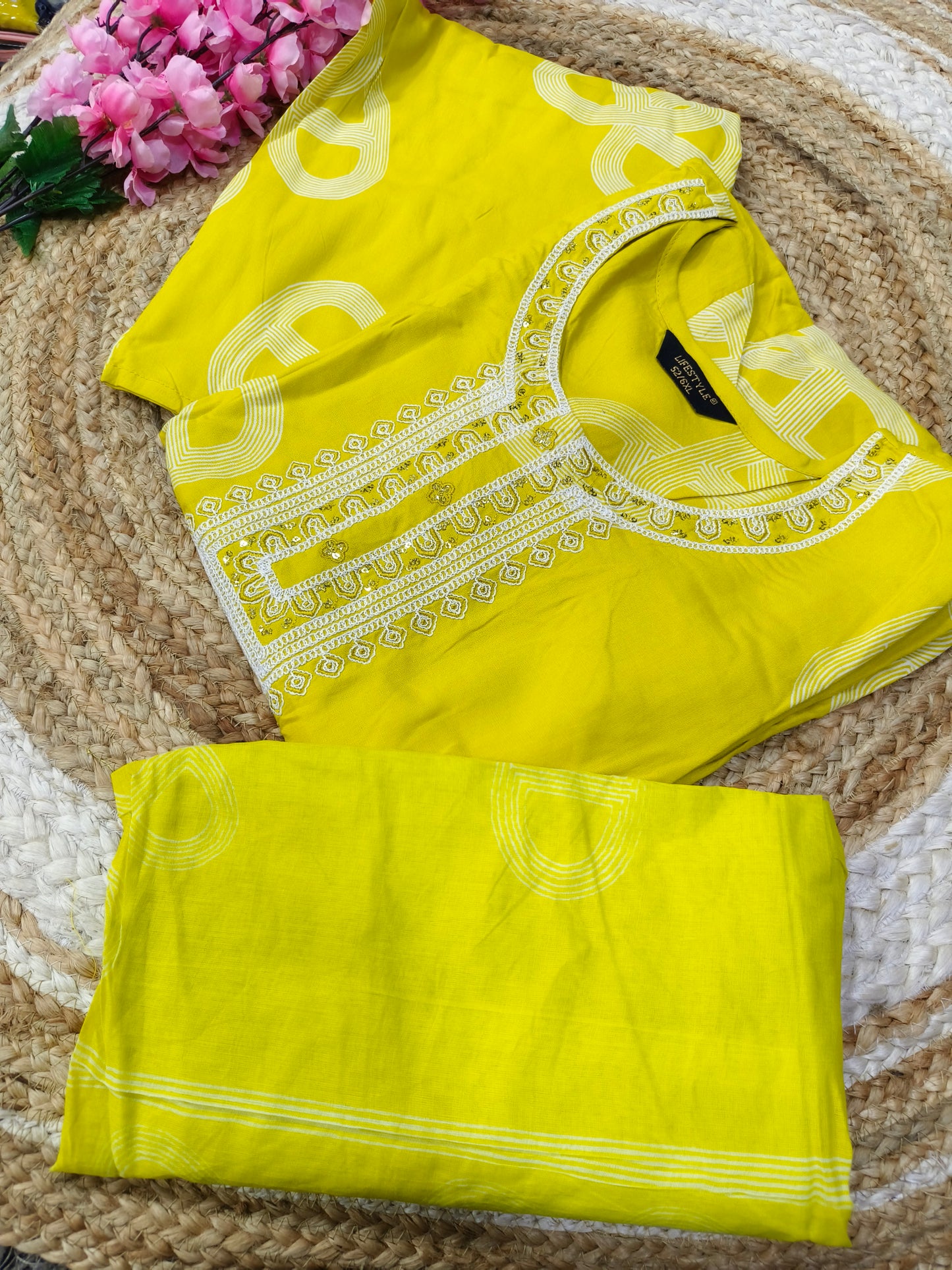 Yellow soft cotton designer dress