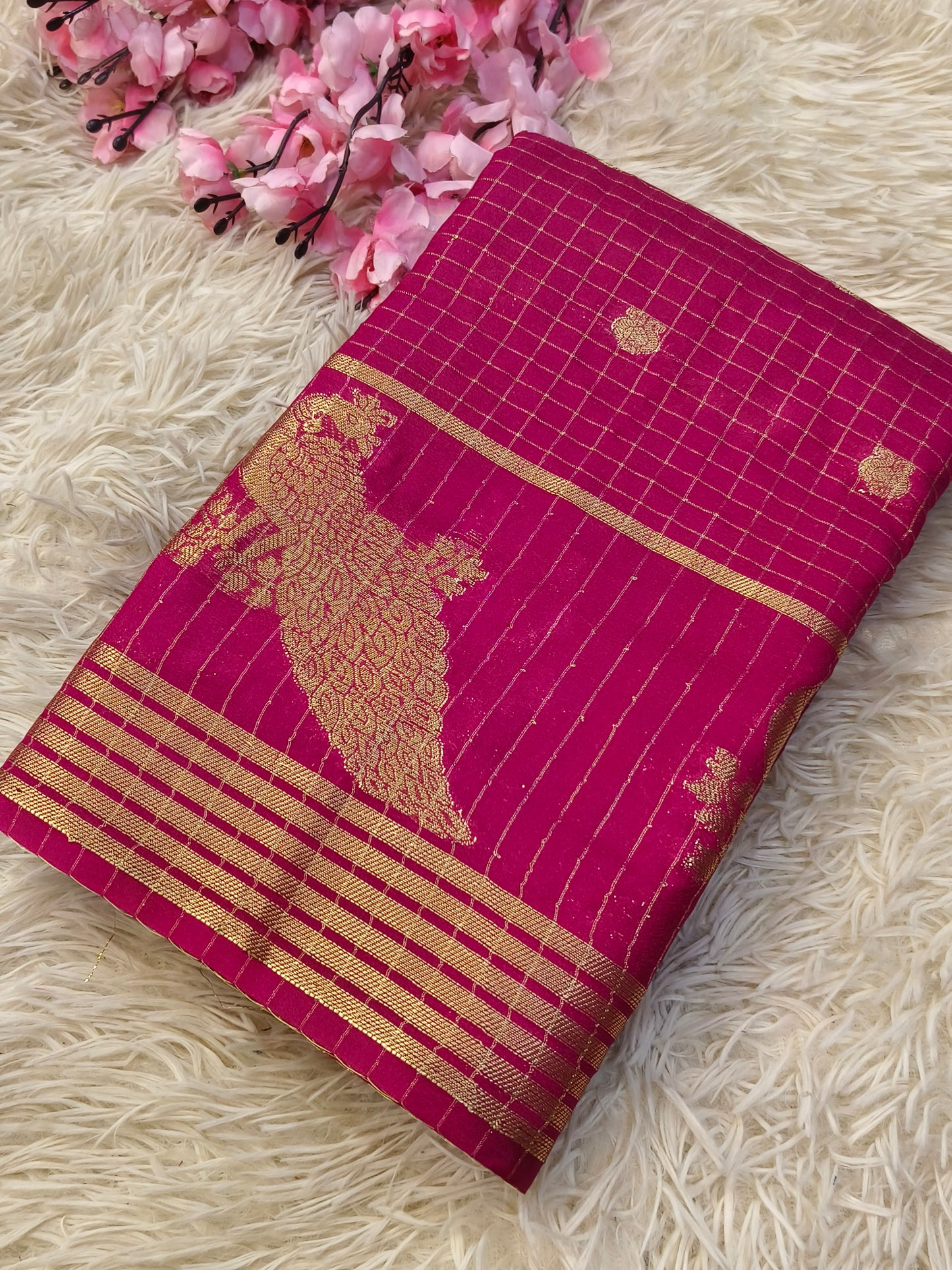 Rani Pink semi Mysore silk saree