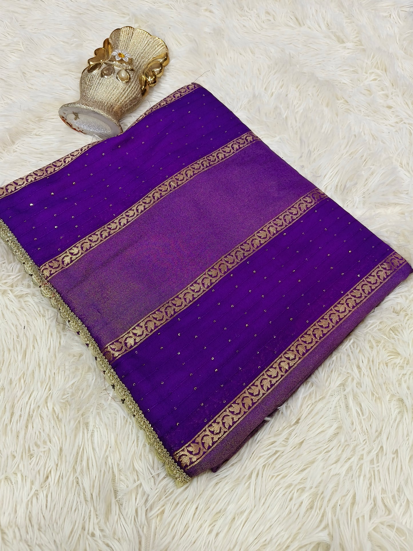 Purple soft semi silk saree