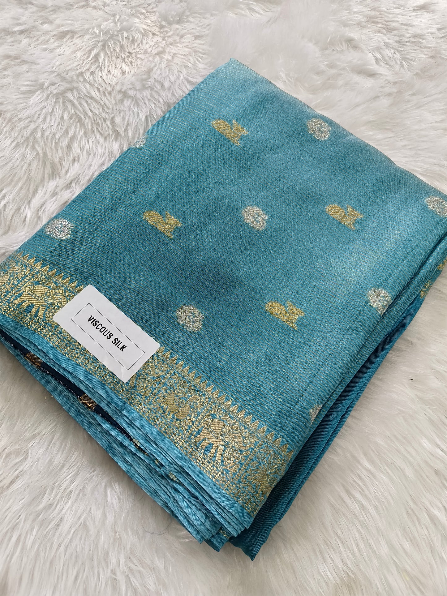 Light Blue viscous silk saree