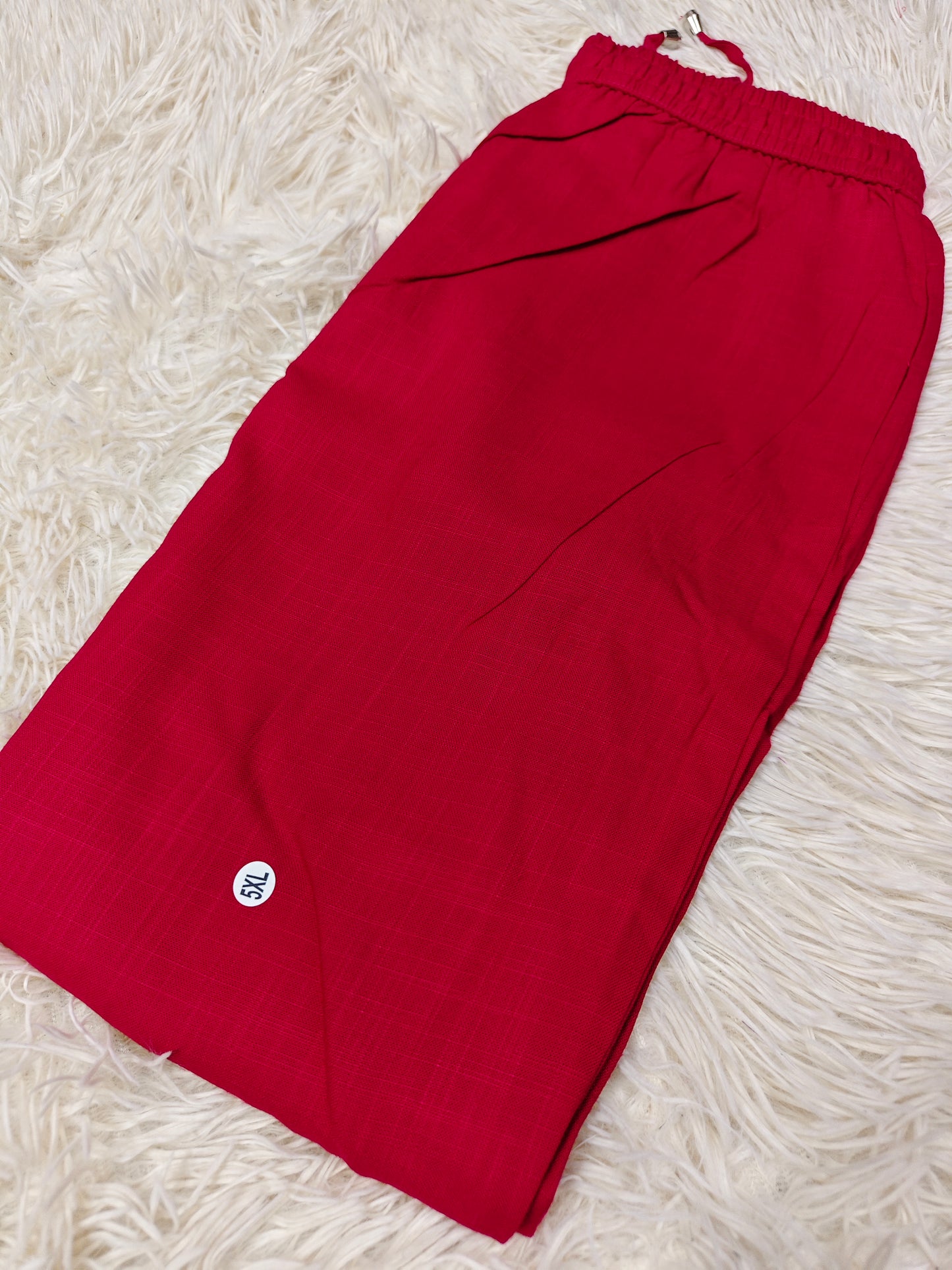 Pink Blended linen rayon straight pants