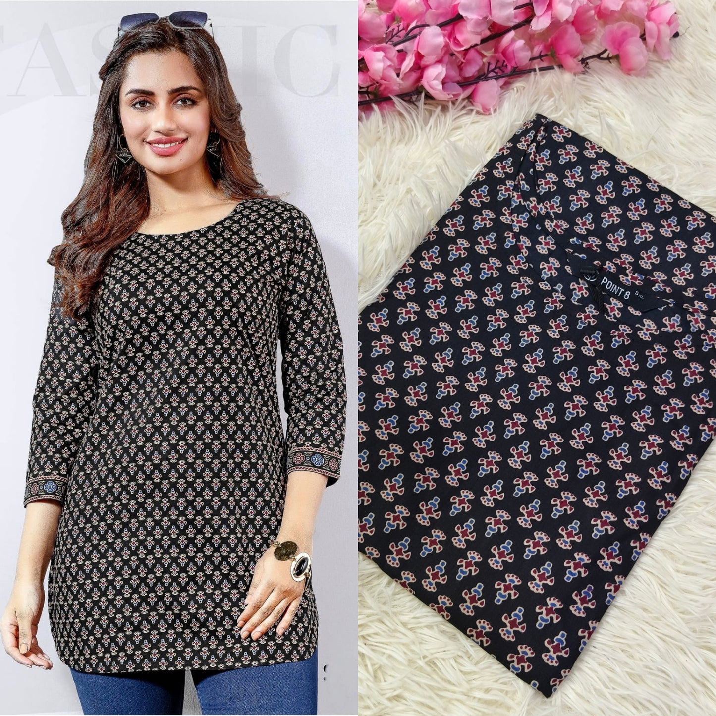 Black Cotton short Kurtis