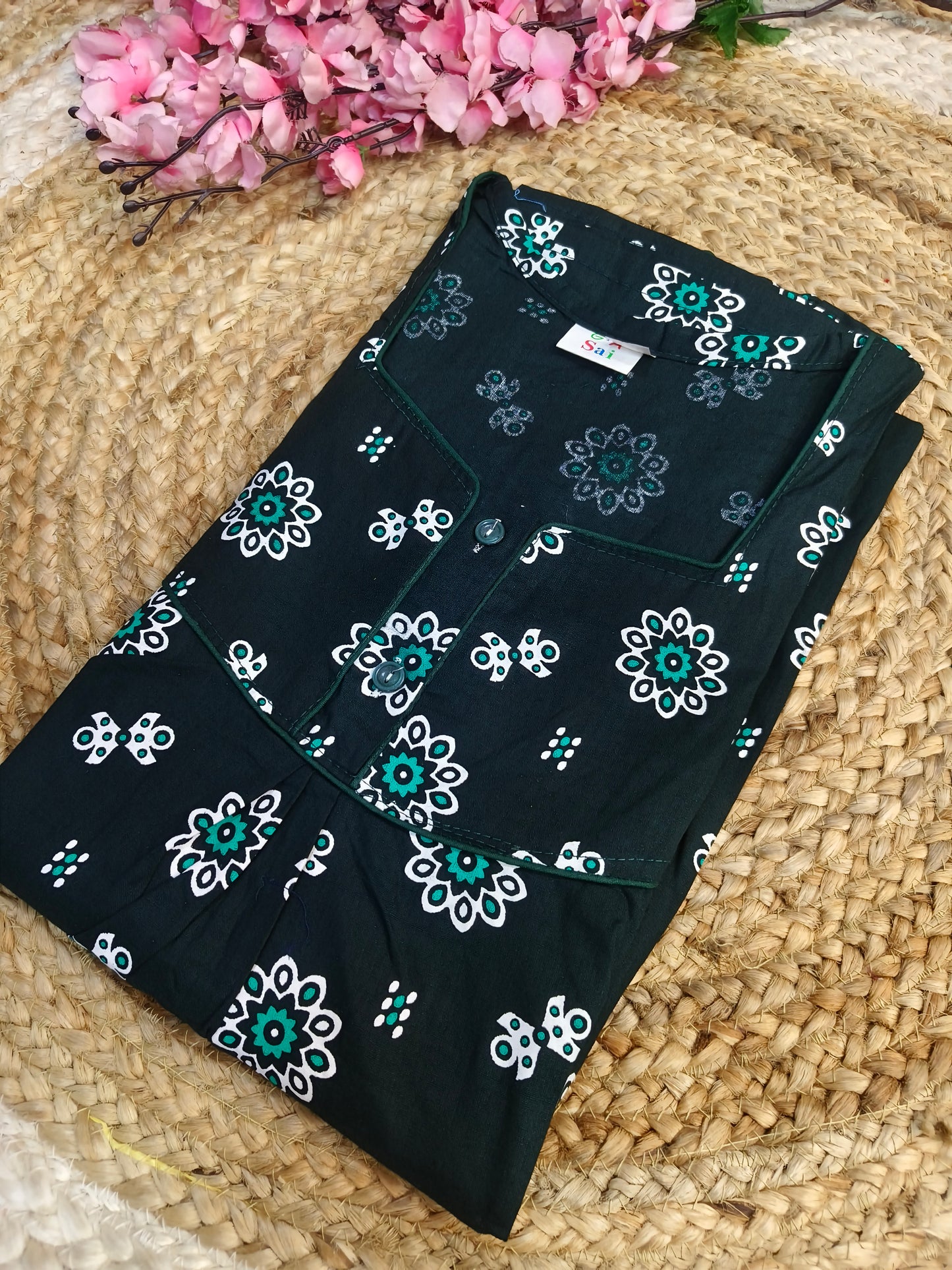 Bottle Green Pure cotton Nighty