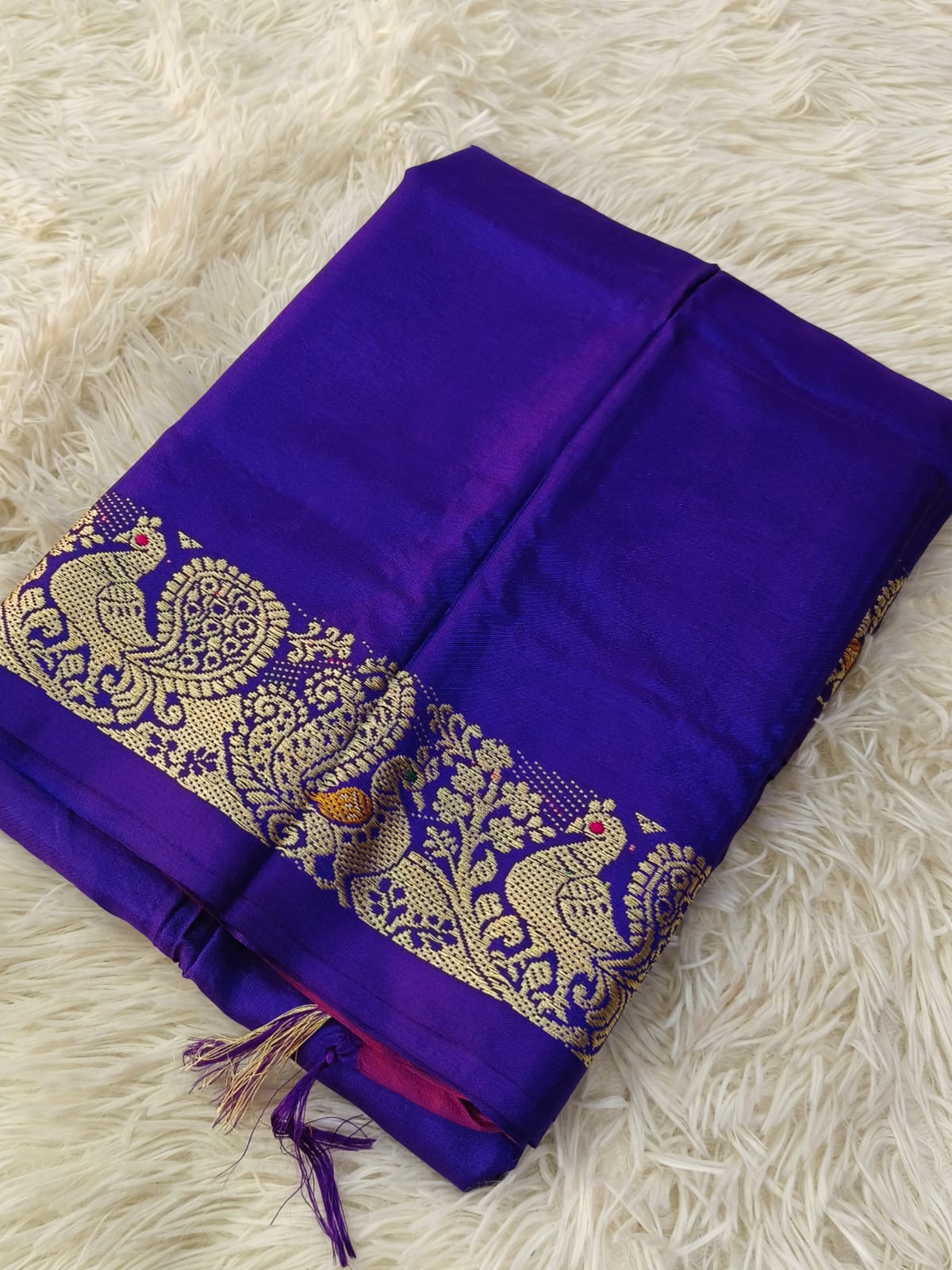 Purple Banana Pith Saree without Blouse