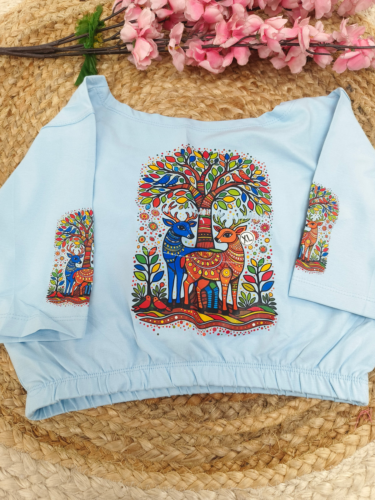 White Stretchable blouse with unique printed design