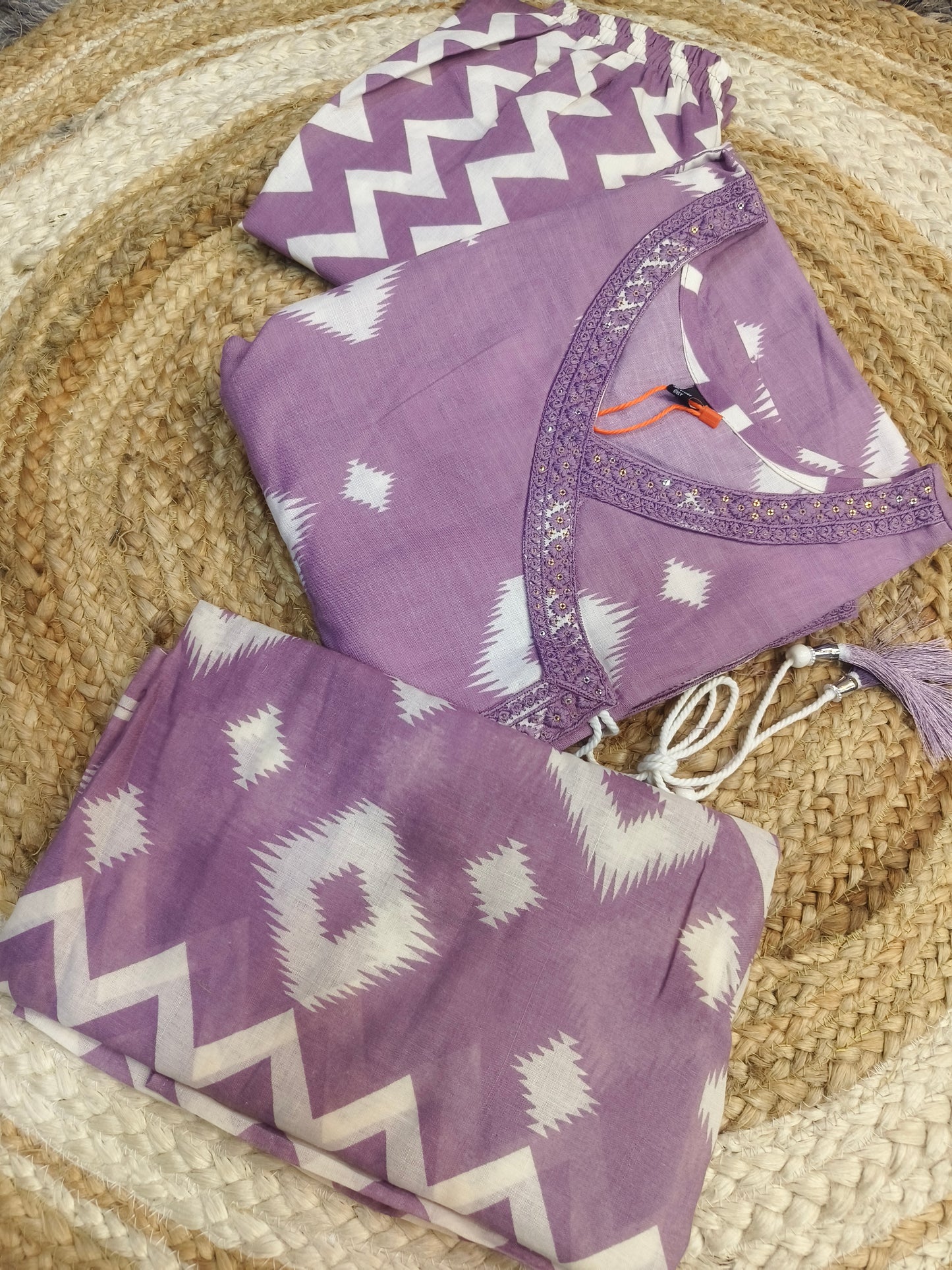 Lavender Cotton sets with duppata