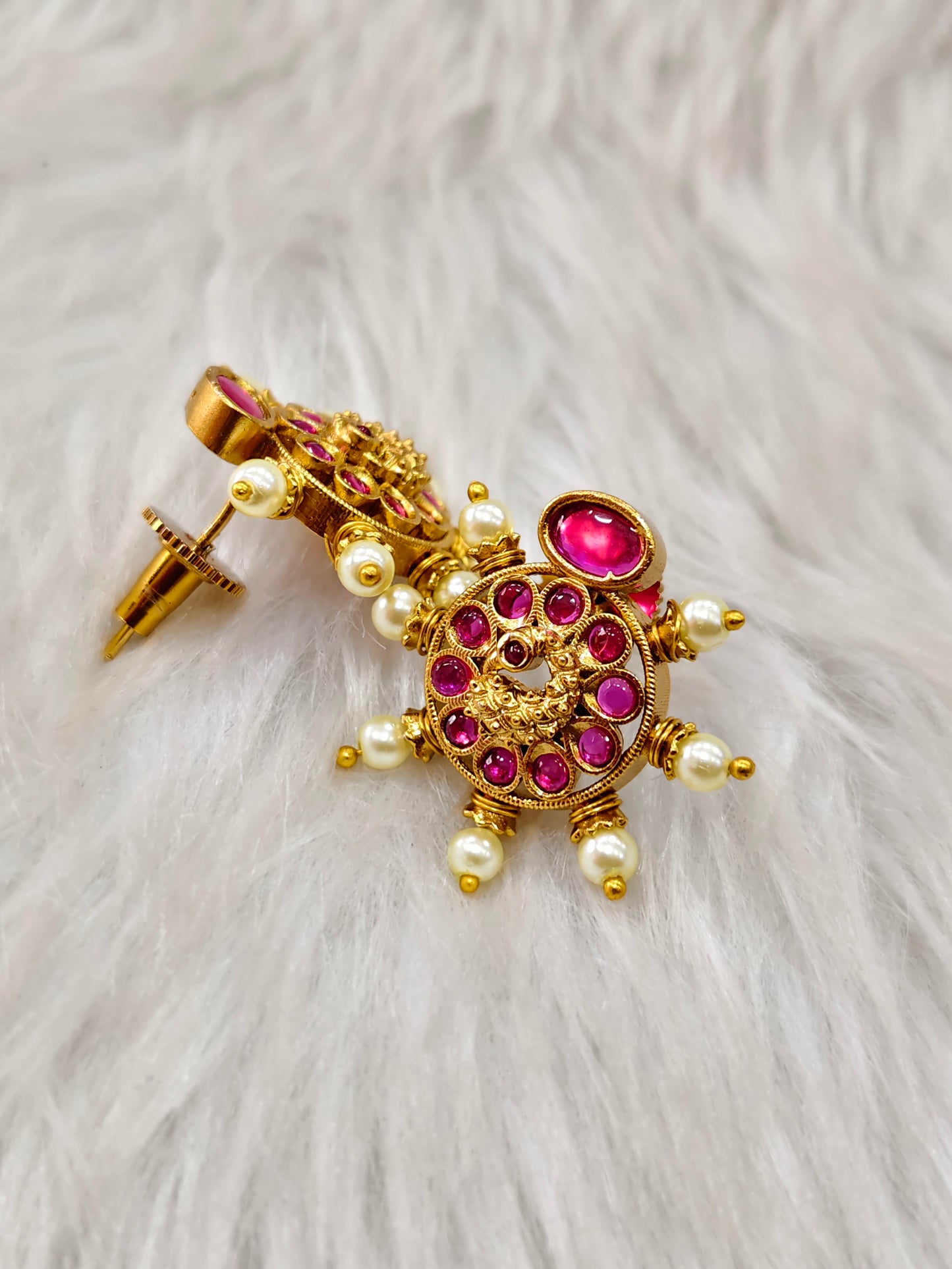 Ruby stone gold plated stud