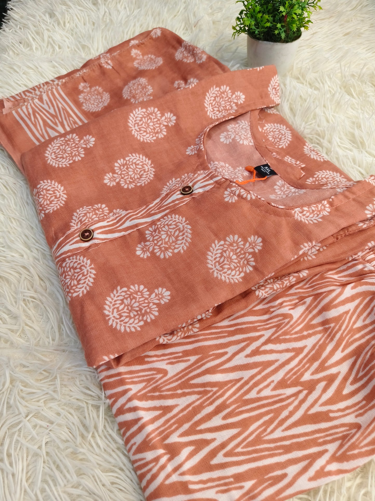Peach Cotton sets with duppata