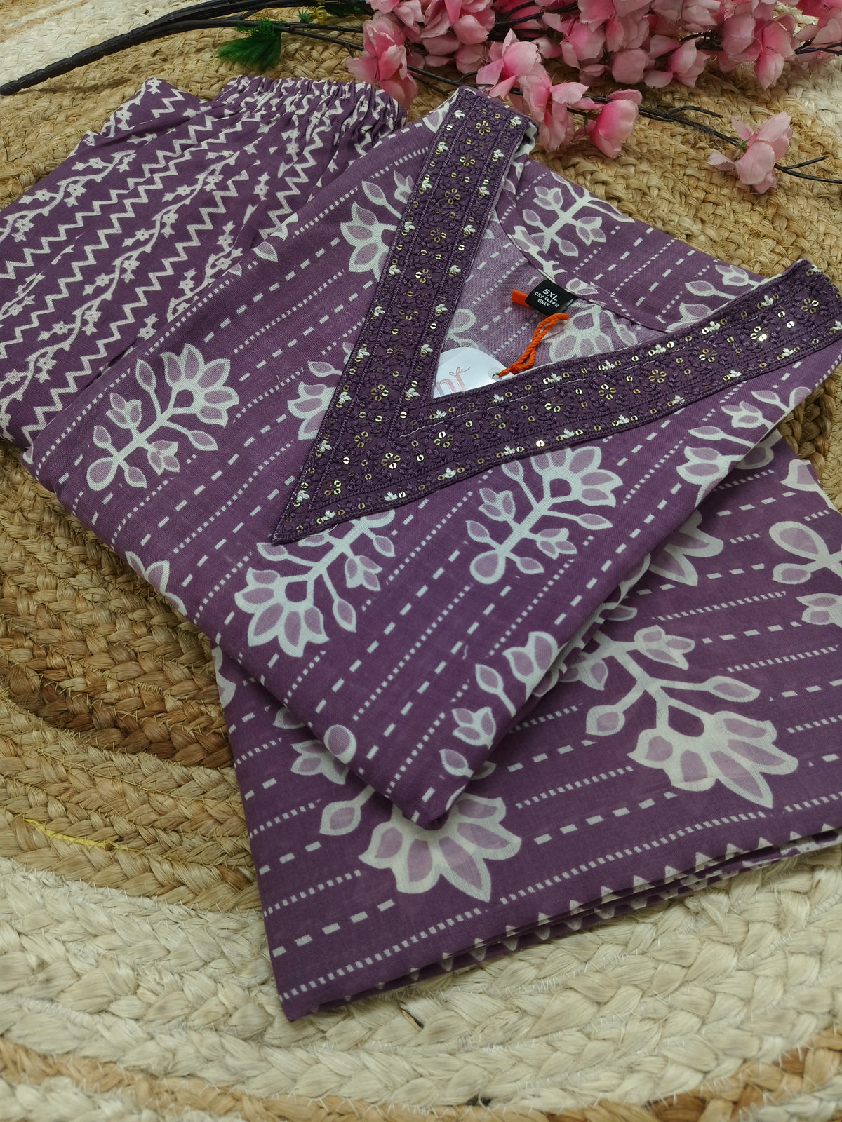 Lavender Cotton sets with duppatta