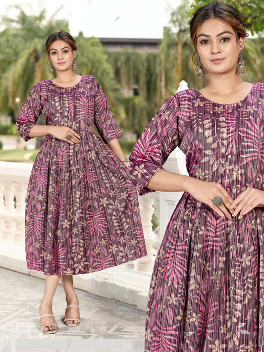 Wine Anarkali Top