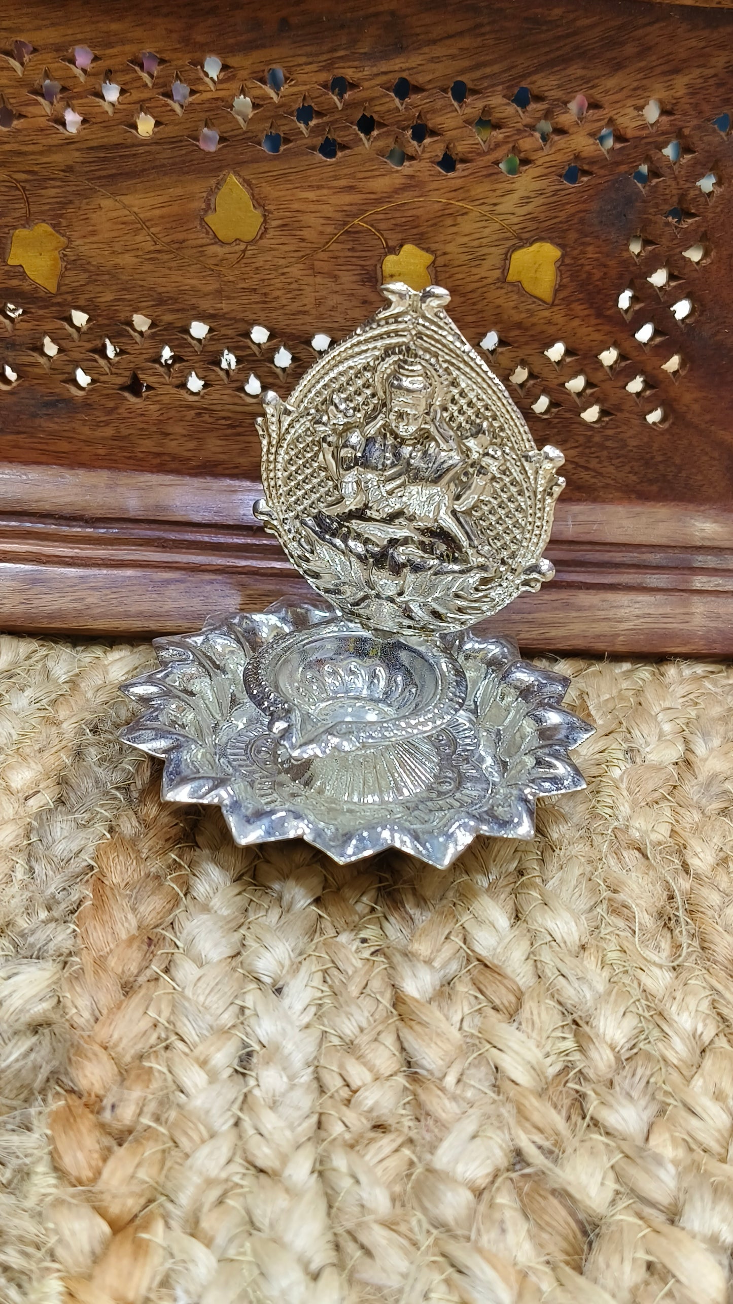 (Copy) German silver Kamakshi Deepa- Medium