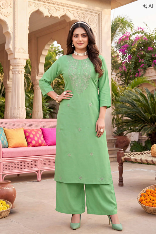 Light Green chikan work dress