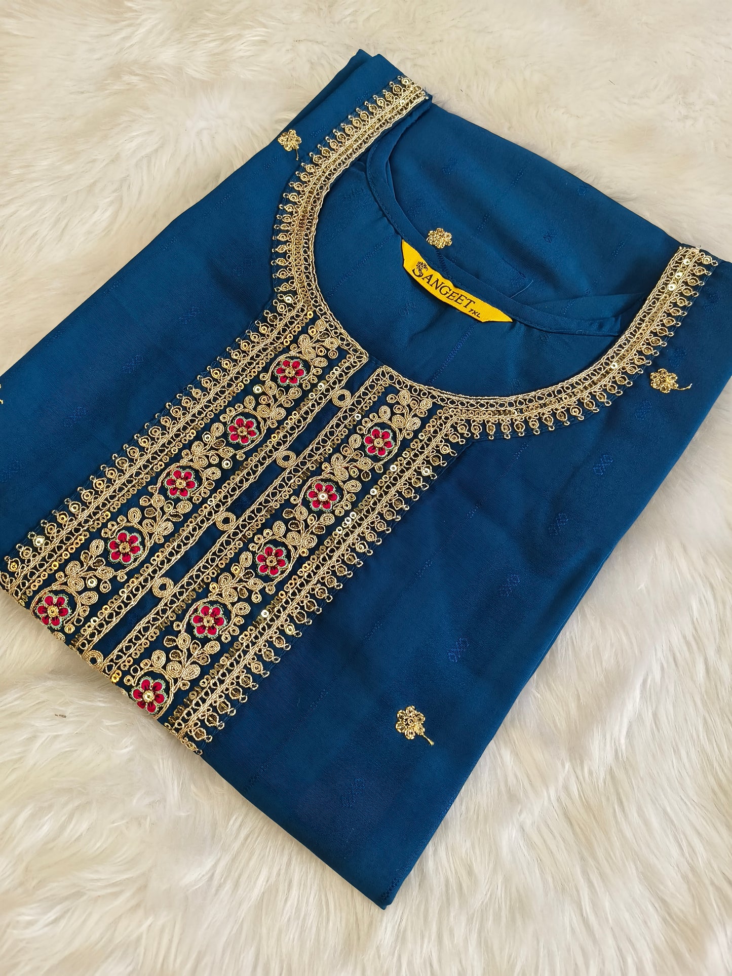 Peacock Blue short straight cut kurti