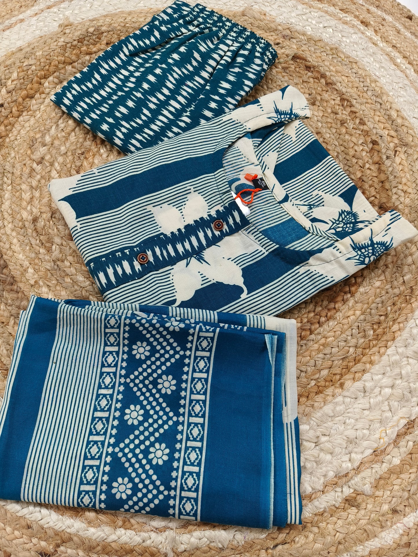 Blue Cotton sets with duppatta