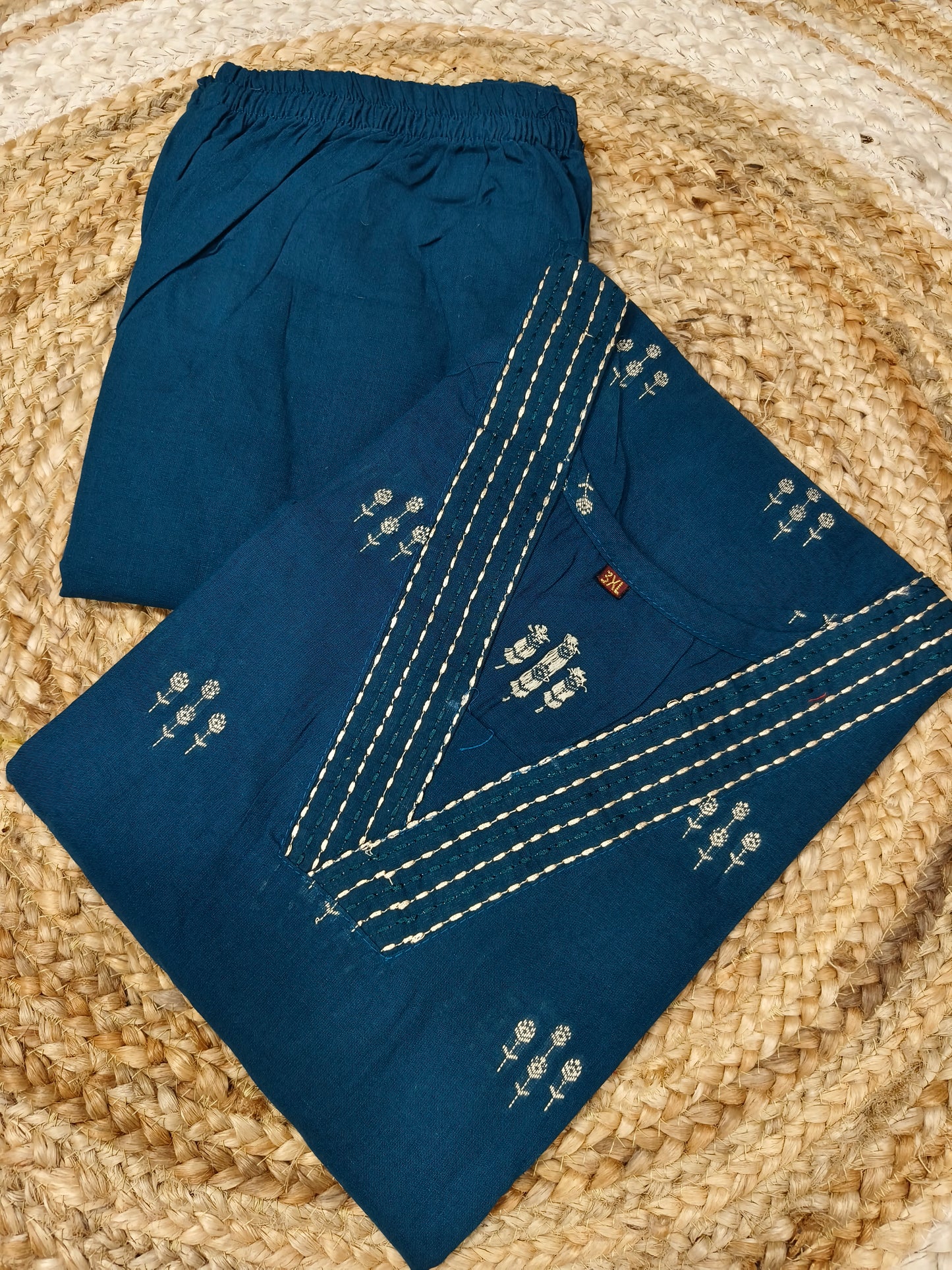 Peacock Blue Eelgent Pure cotton A-line Cord set