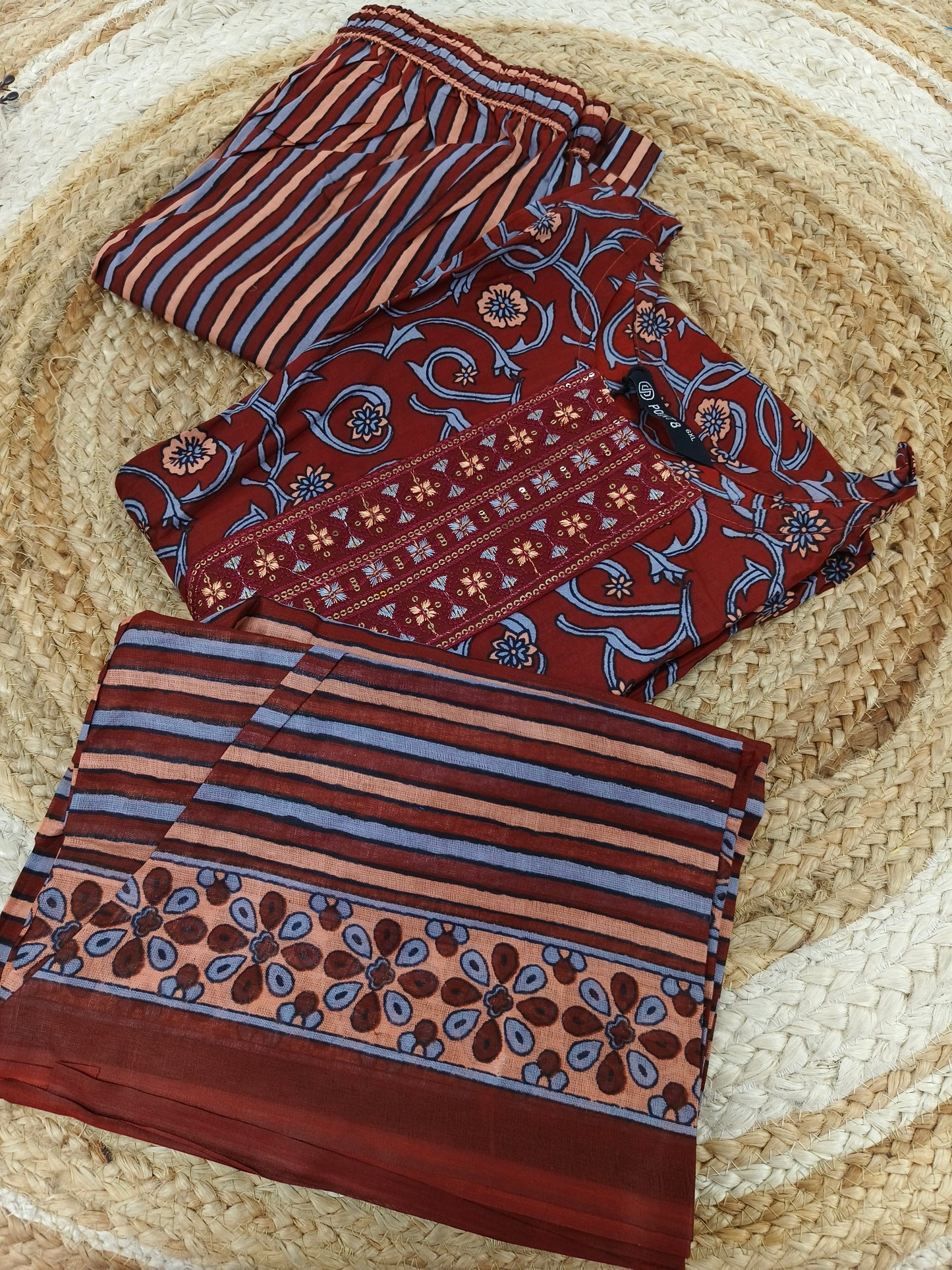 Maroon Pure cotton Anarkali suit