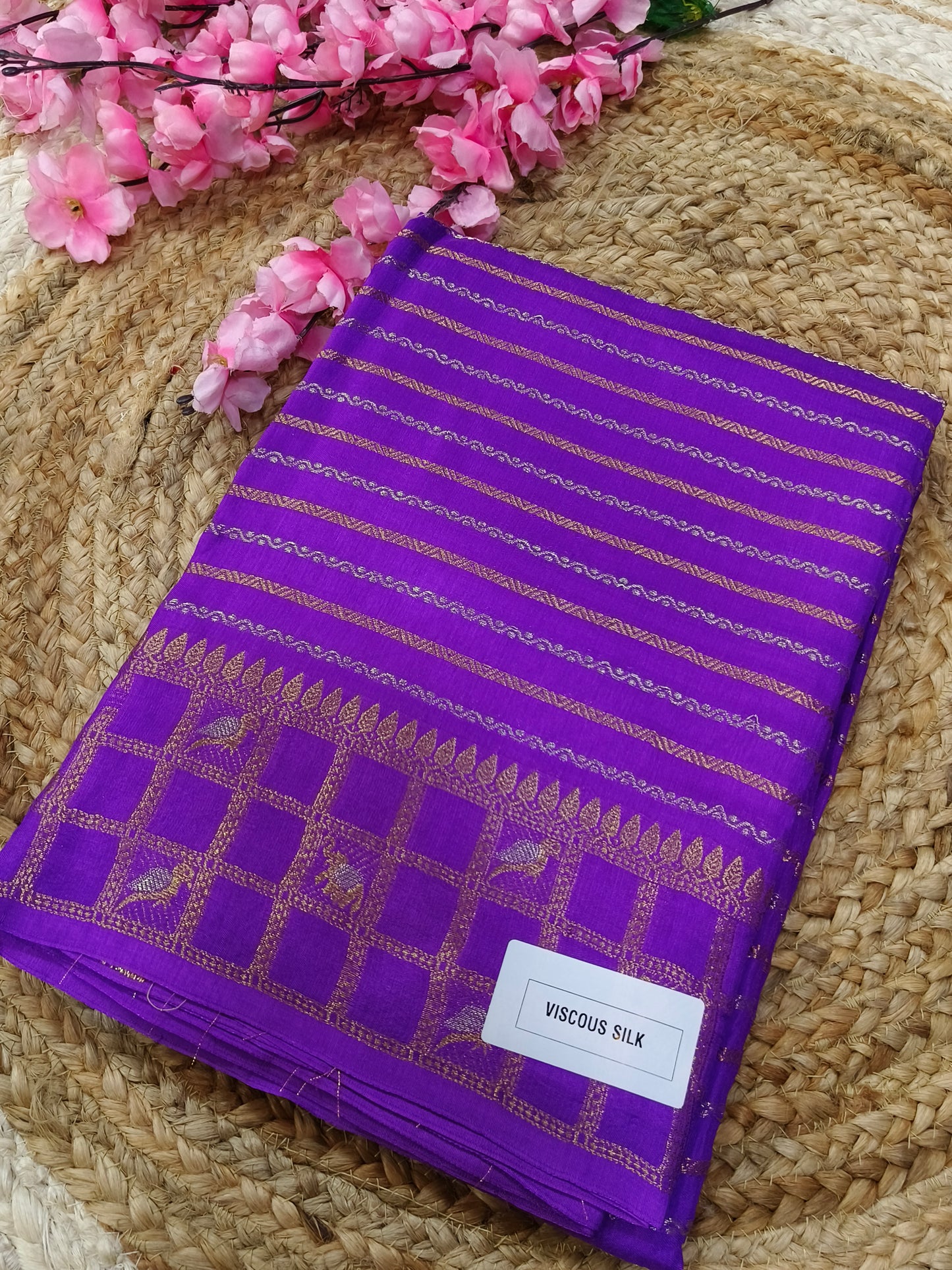 Violet viscous silk saree