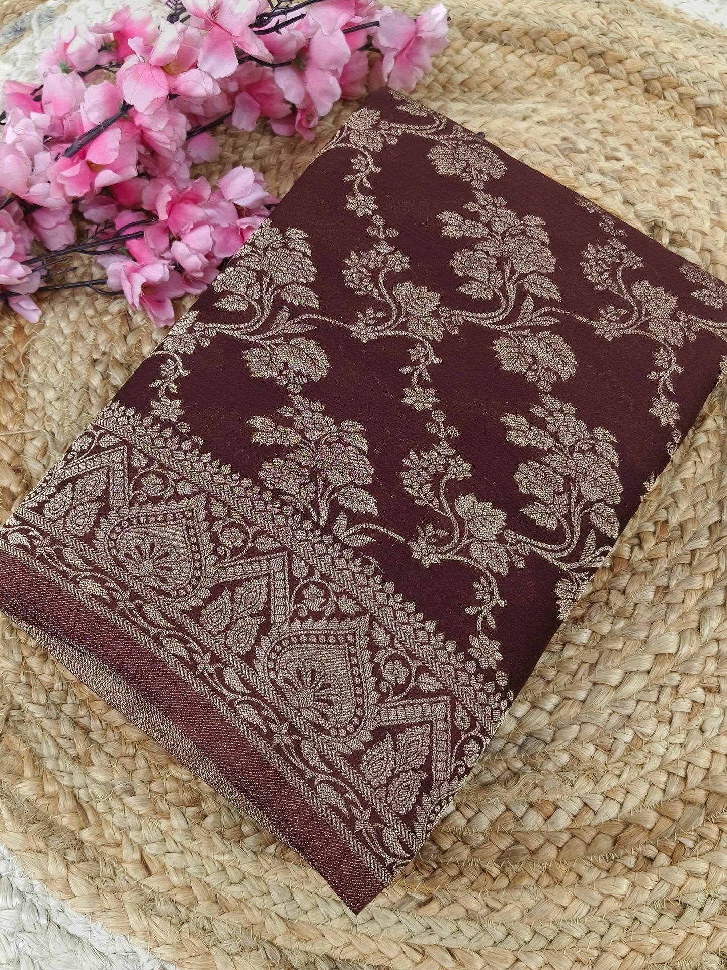 Brown Kadhi Georgette silk saree