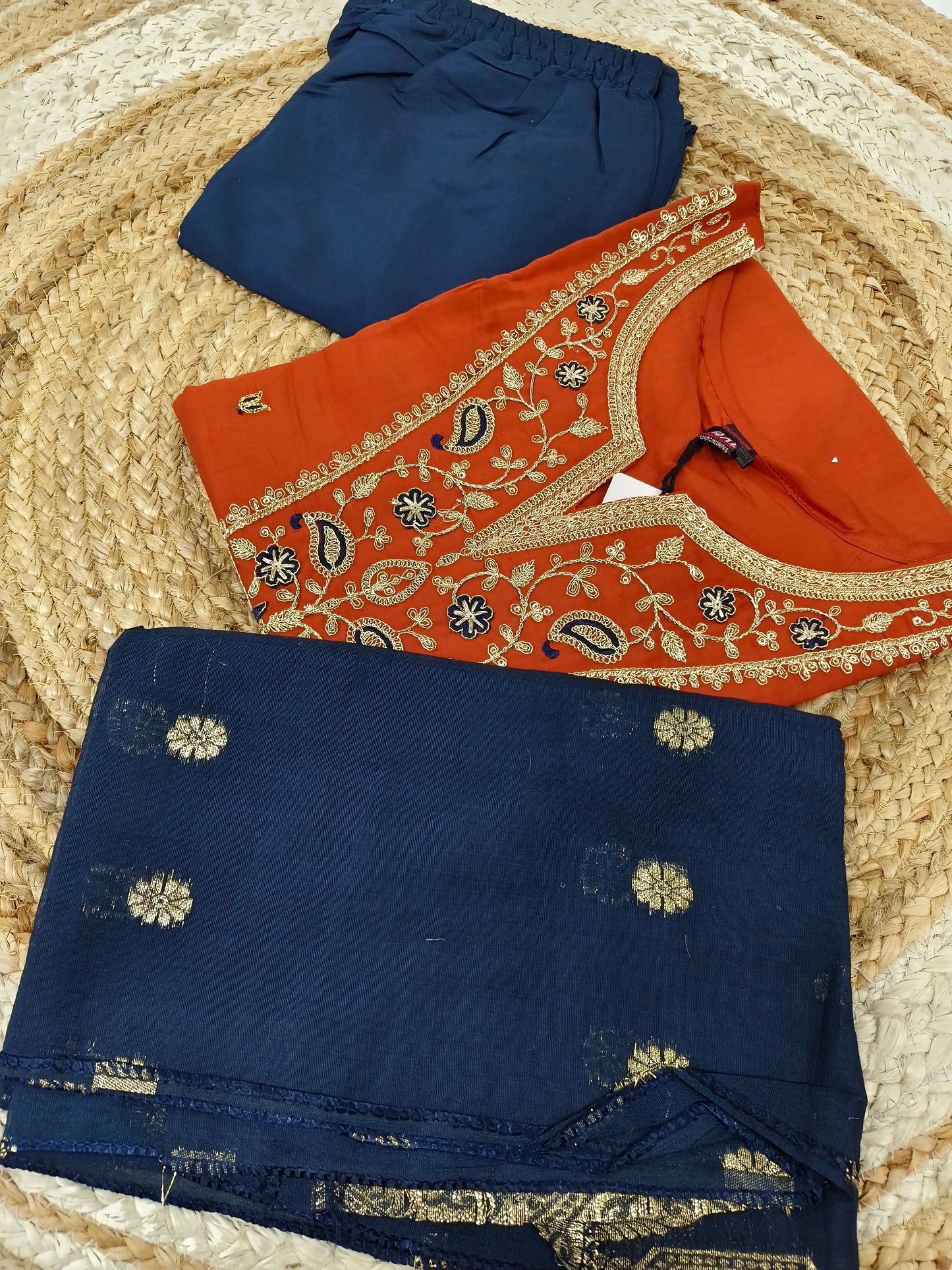 Rustic Orange with Blue designer suit