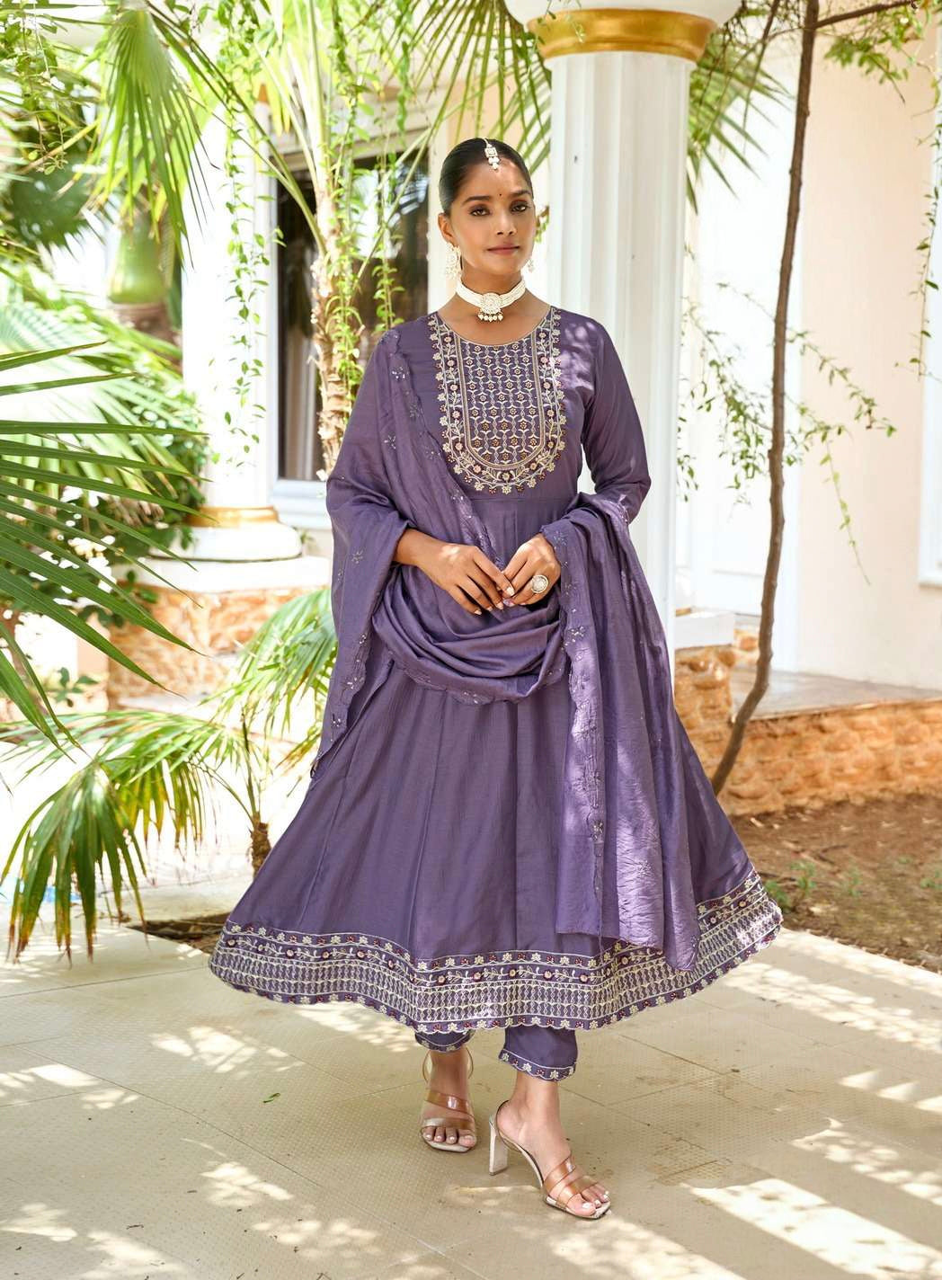 Lavender designer Anarkali dress