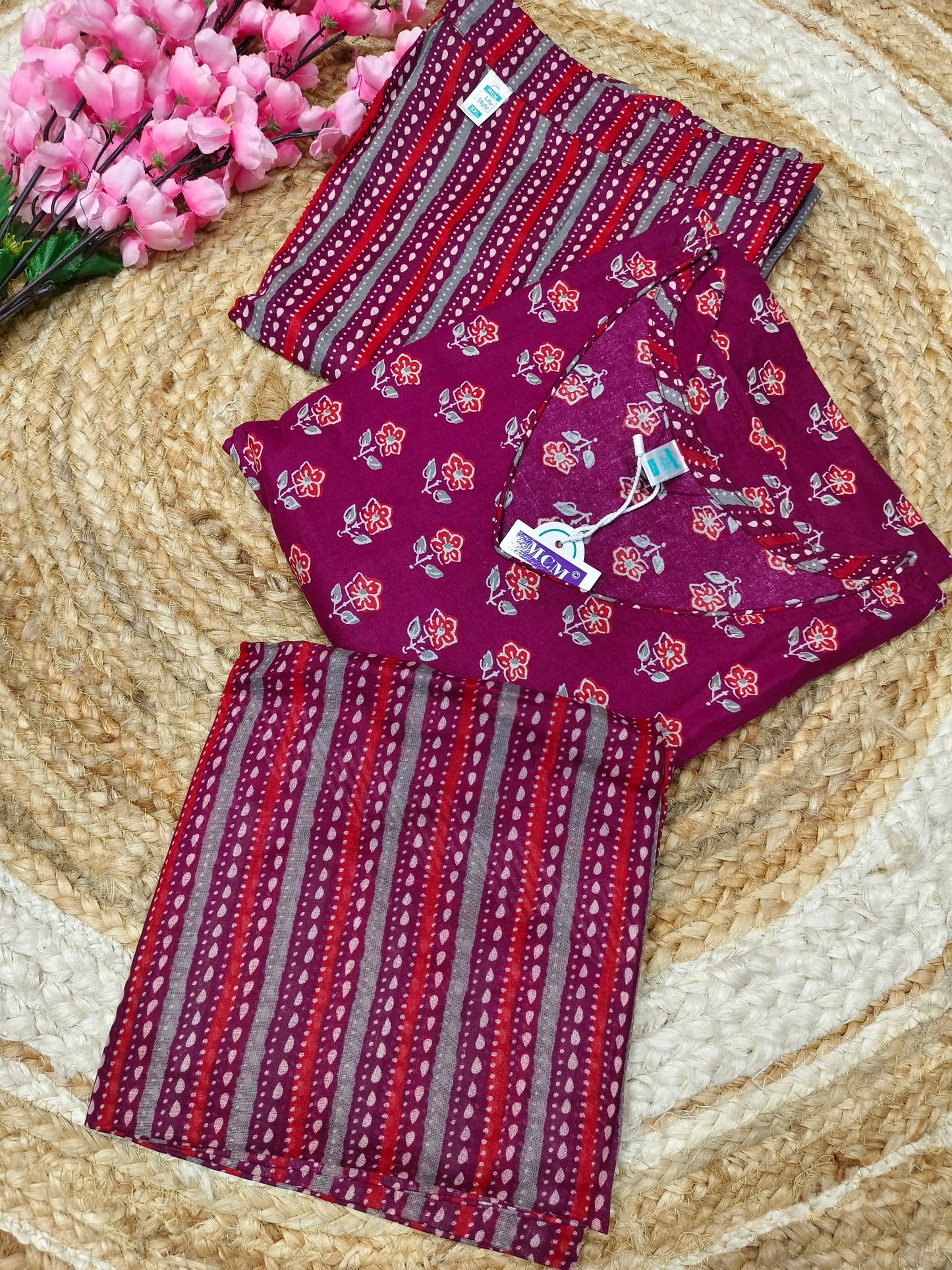 Mejentha Pink Pure Cotton sets with duppata
