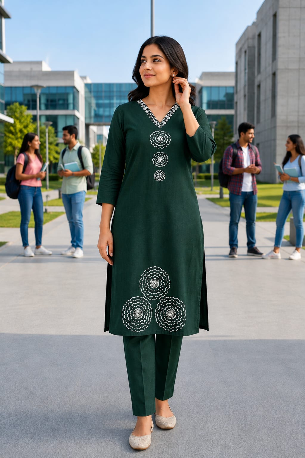 Bottle Green Elegant cotton cord sets