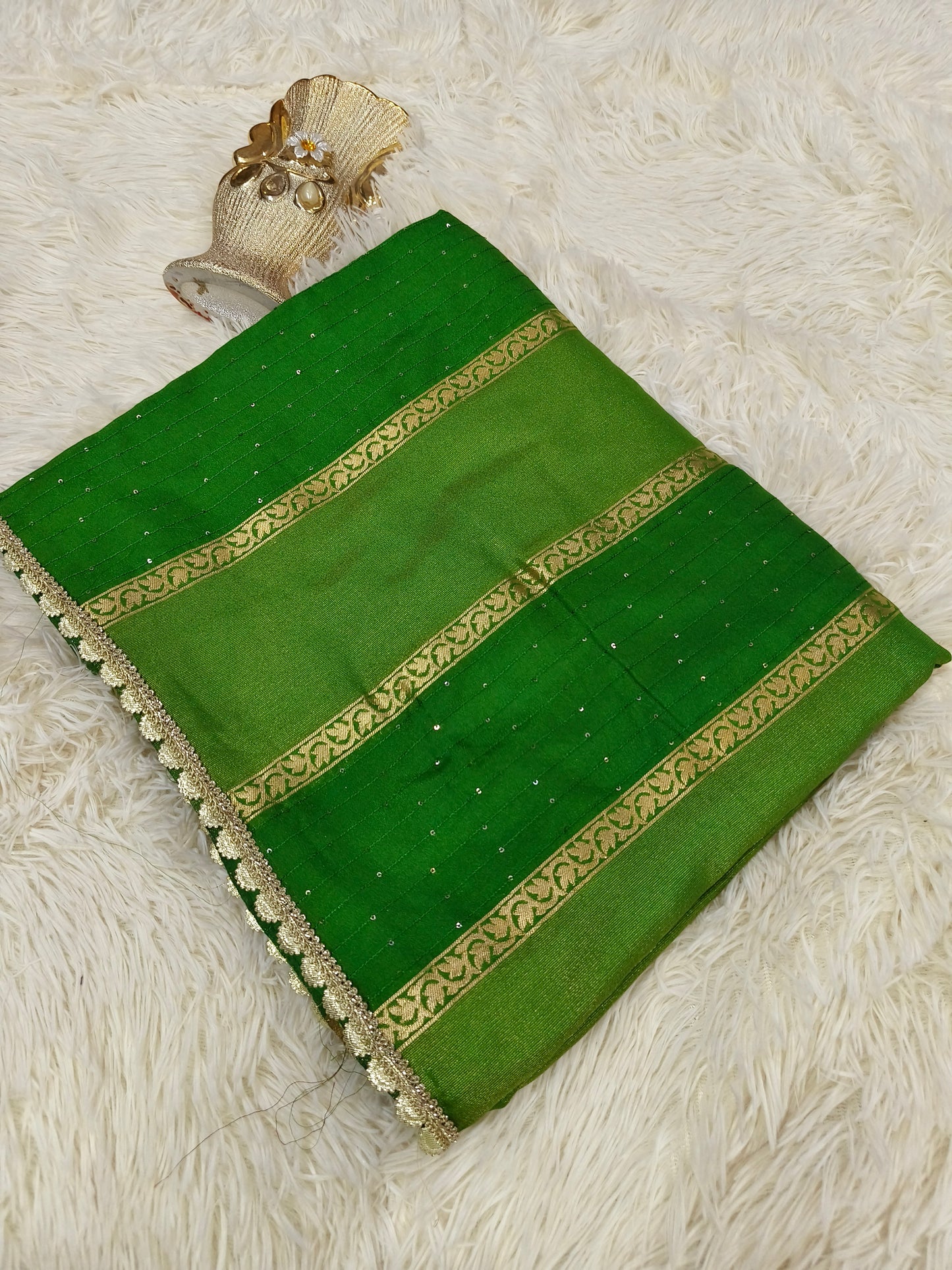 Green soft semi silk saree
