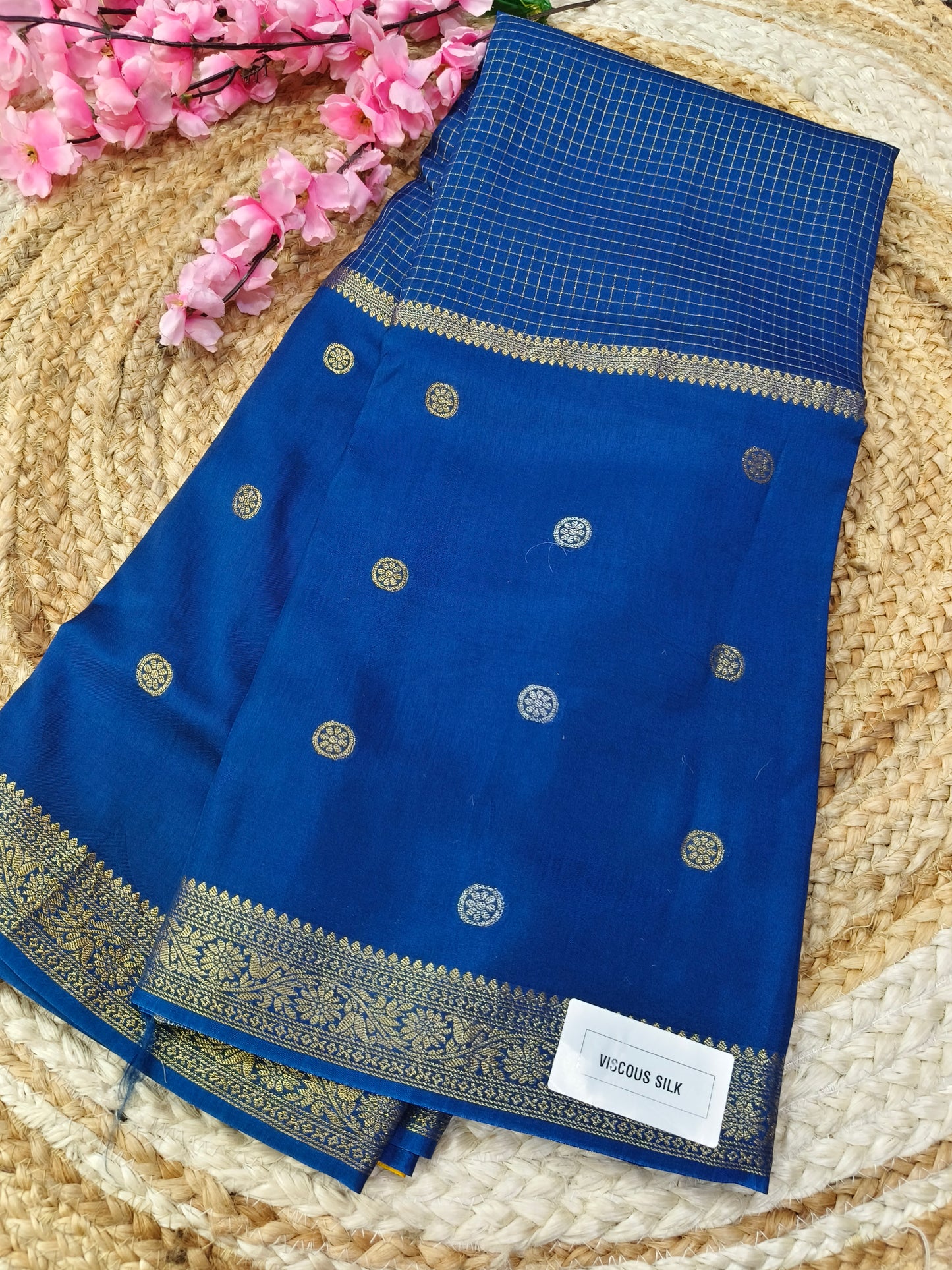 Peacock Blue viscous silk saree