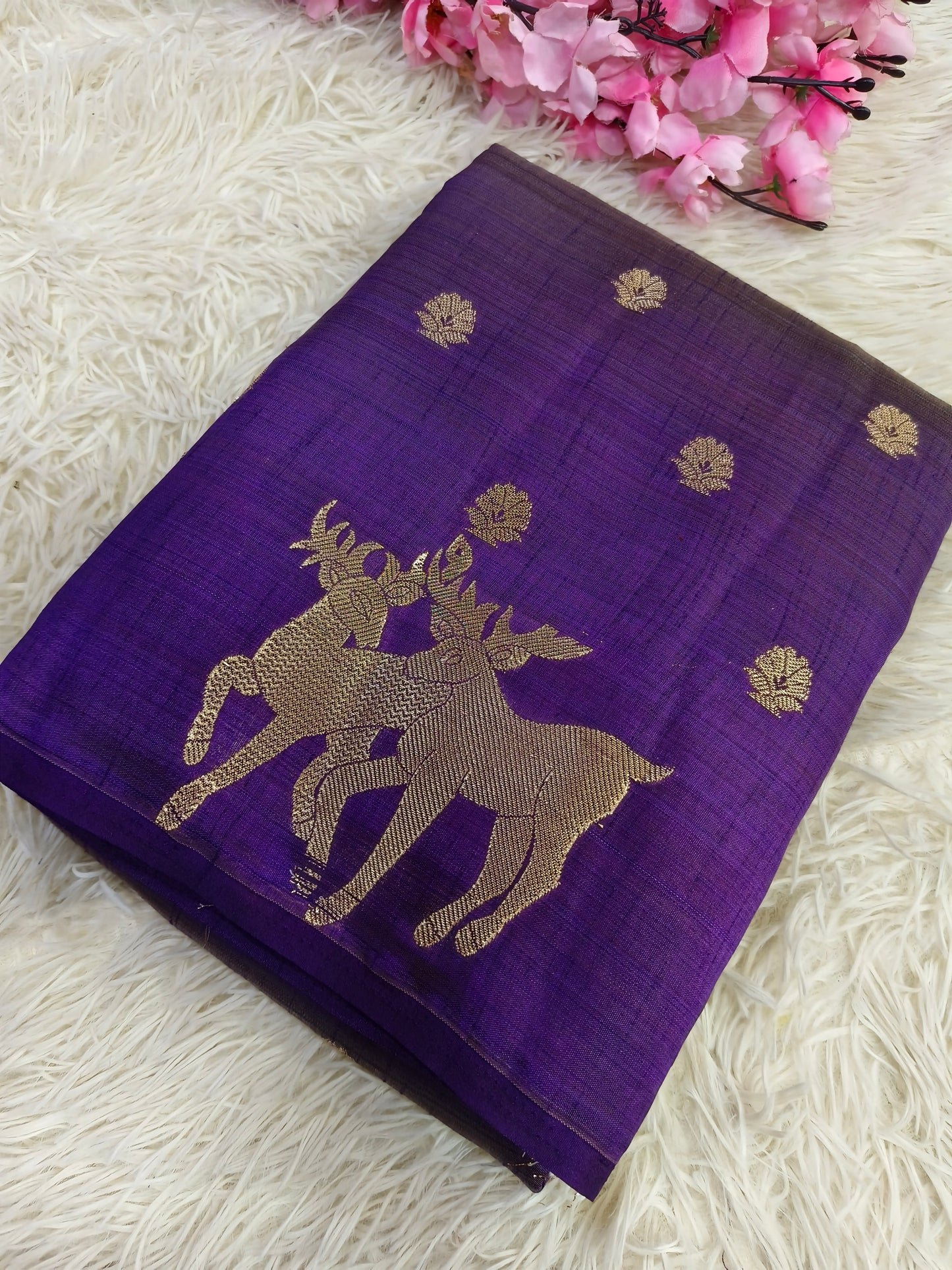 Purple semi Tusser silk saree