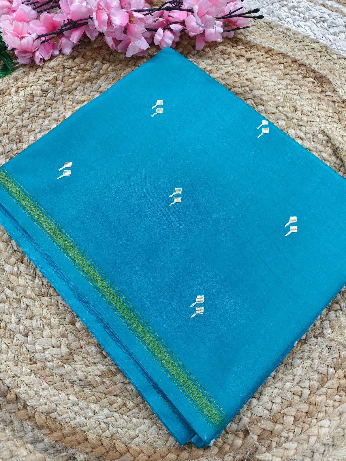 Sky blue soft viscose saree