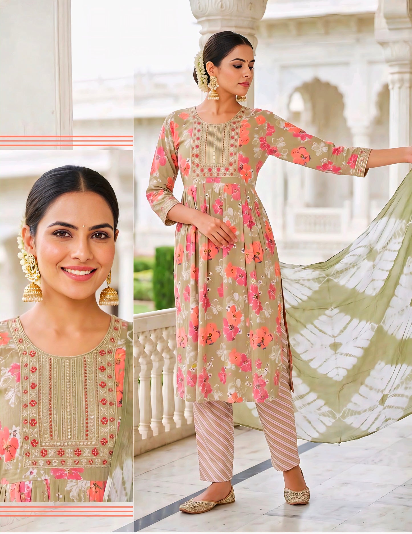 Green Anarkali suit