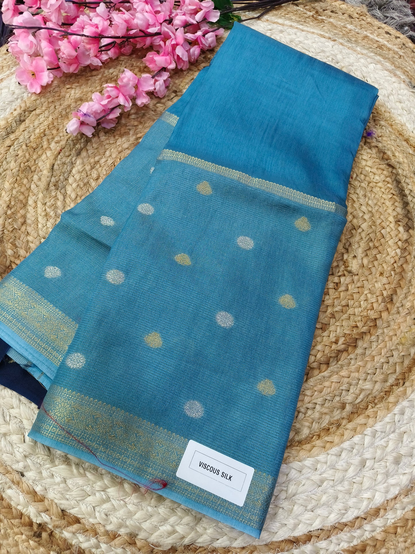 Blue Viscous silk saree
