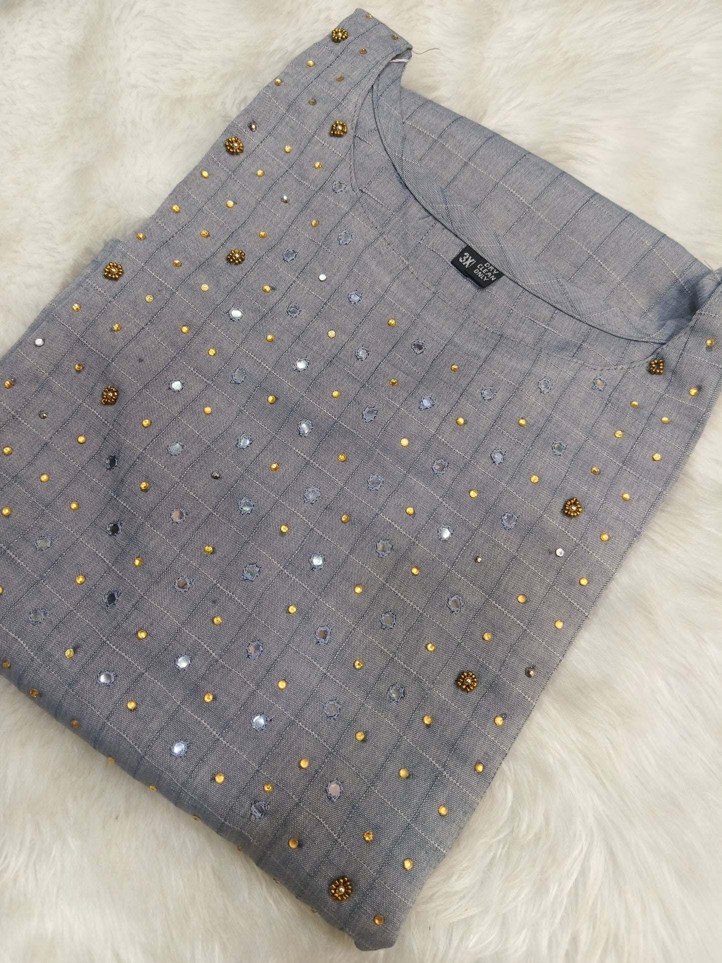 Grey Cotton side cut kurti