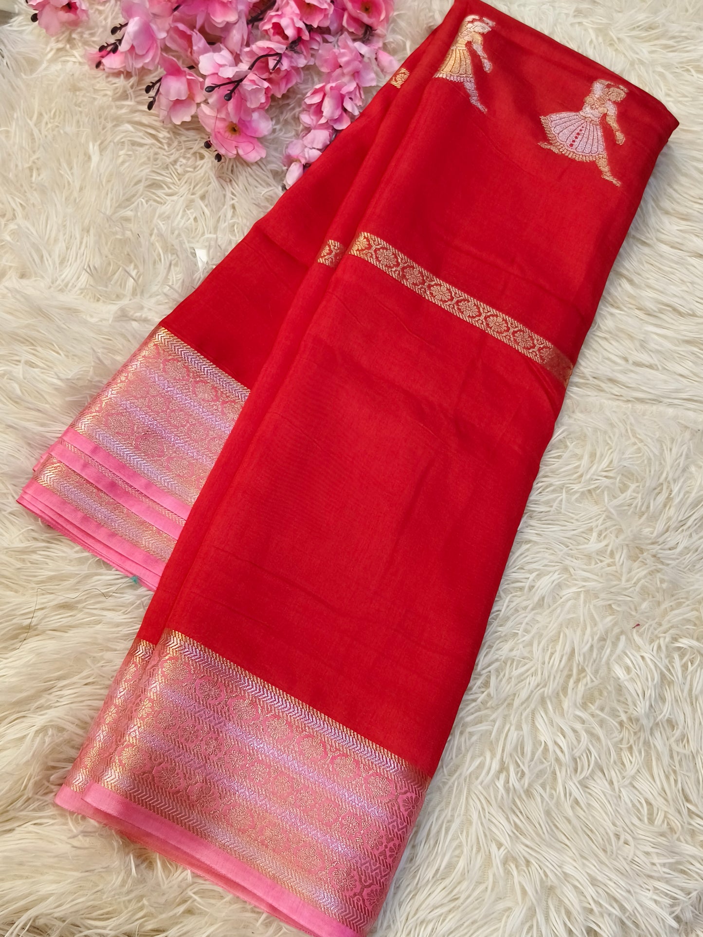 Red Viscous silk saree
