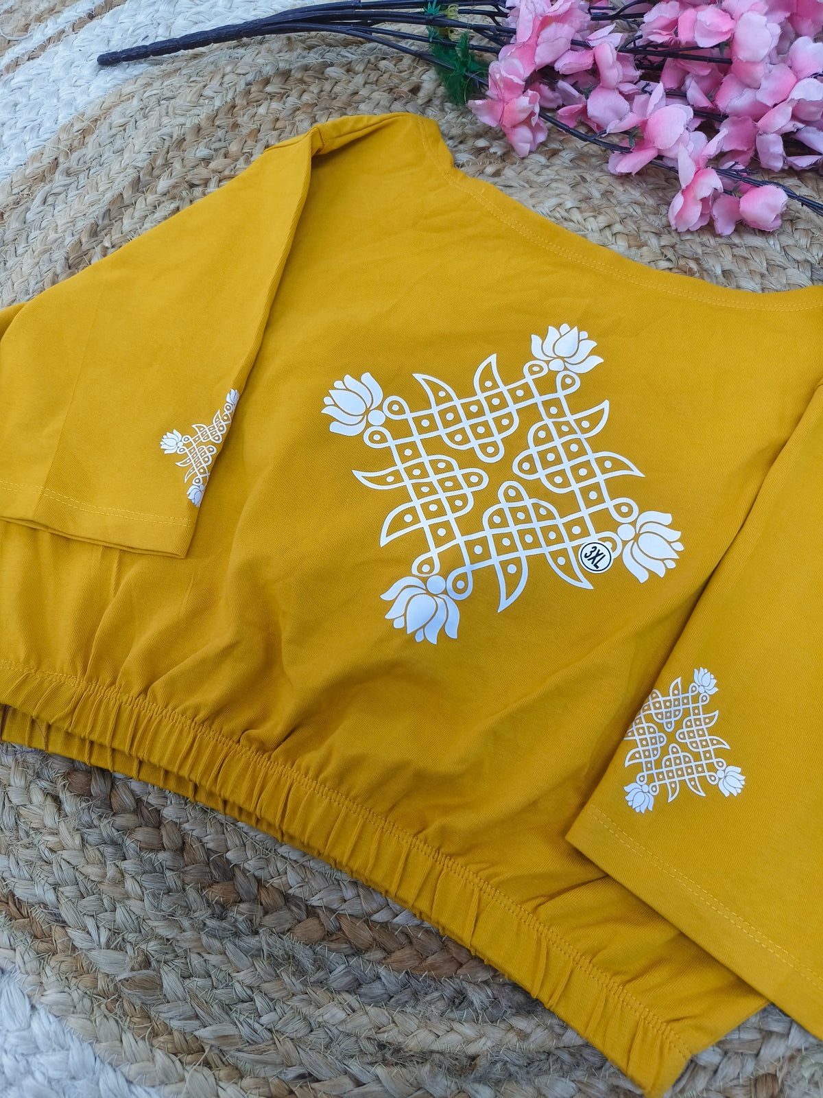 Yellow Stretchable blouses printed design