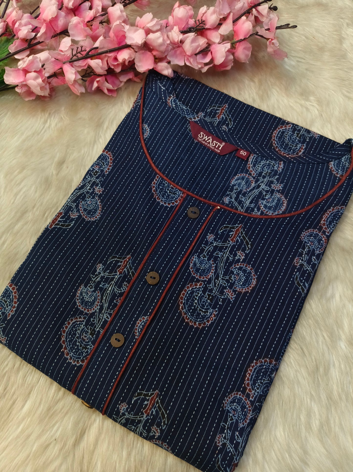 Indigo blue pure cotton kurta