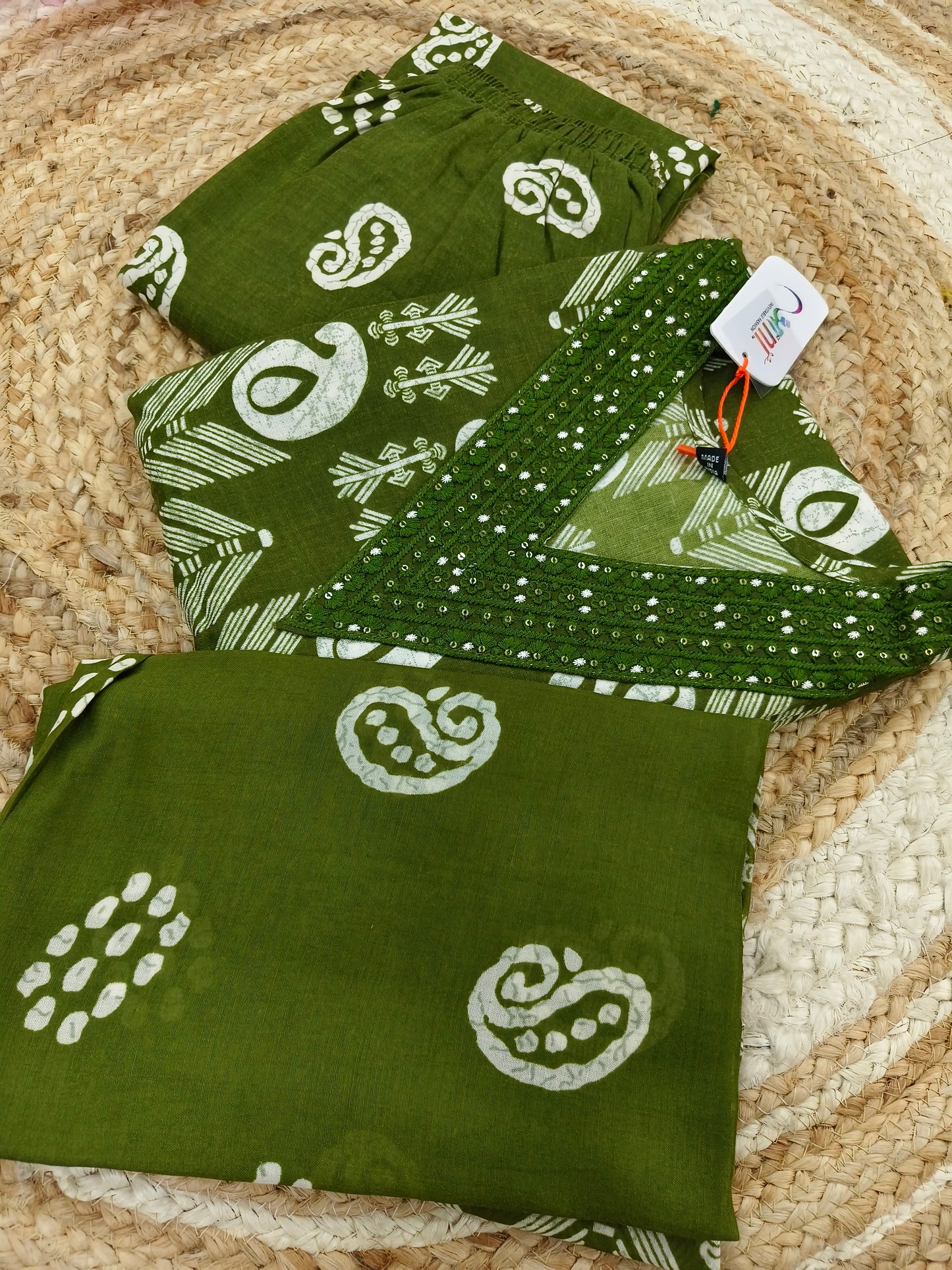 Green Cotton sets with duppatta