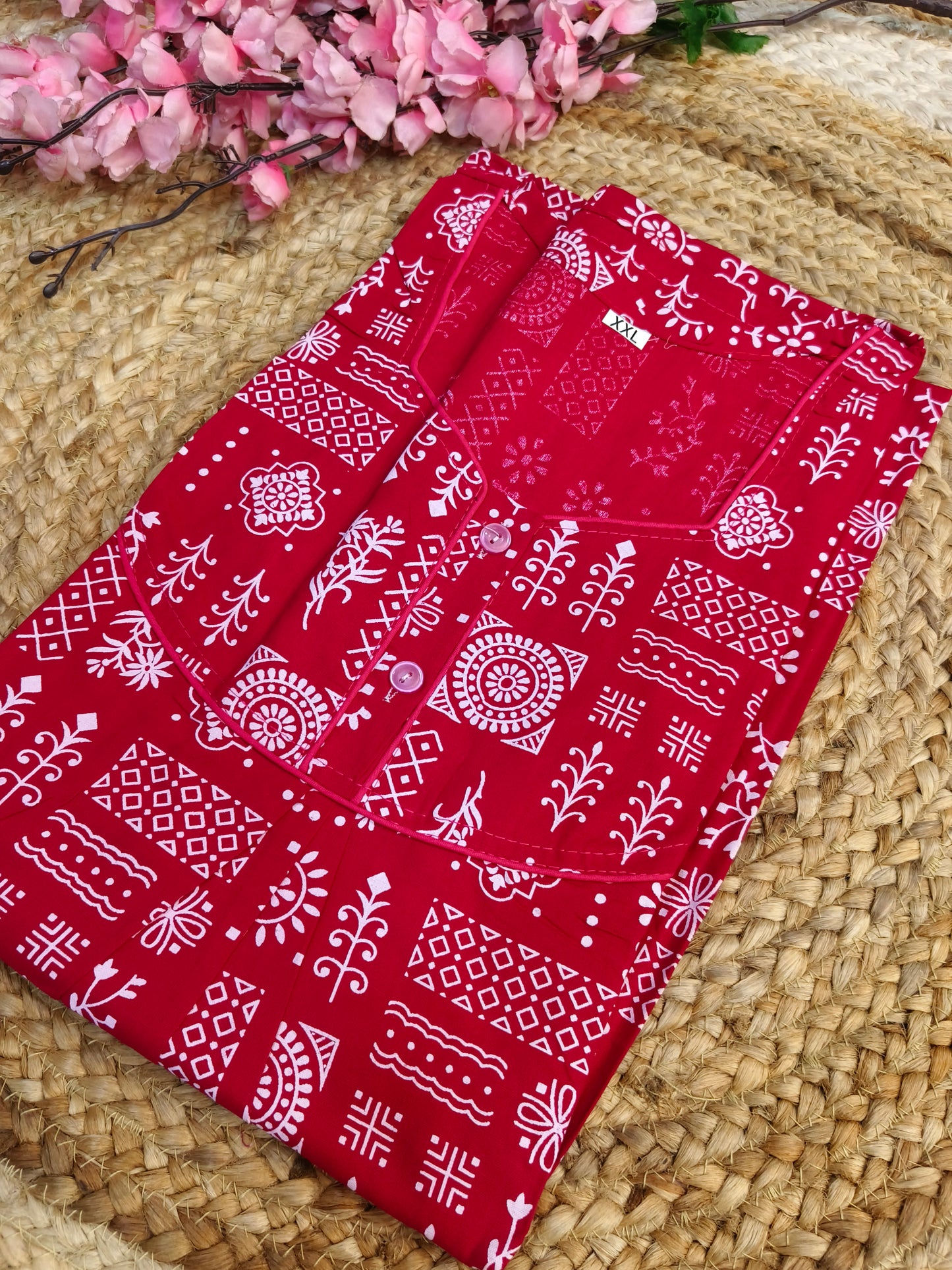 Red Pure cotton Nighty