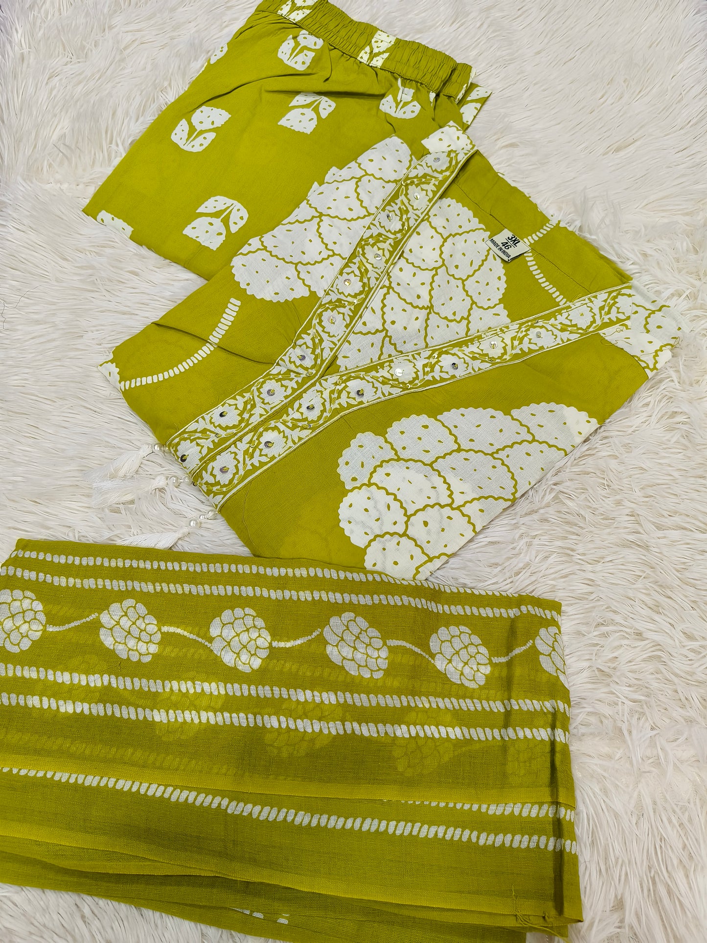 Leaf green Cotton sets with duppata