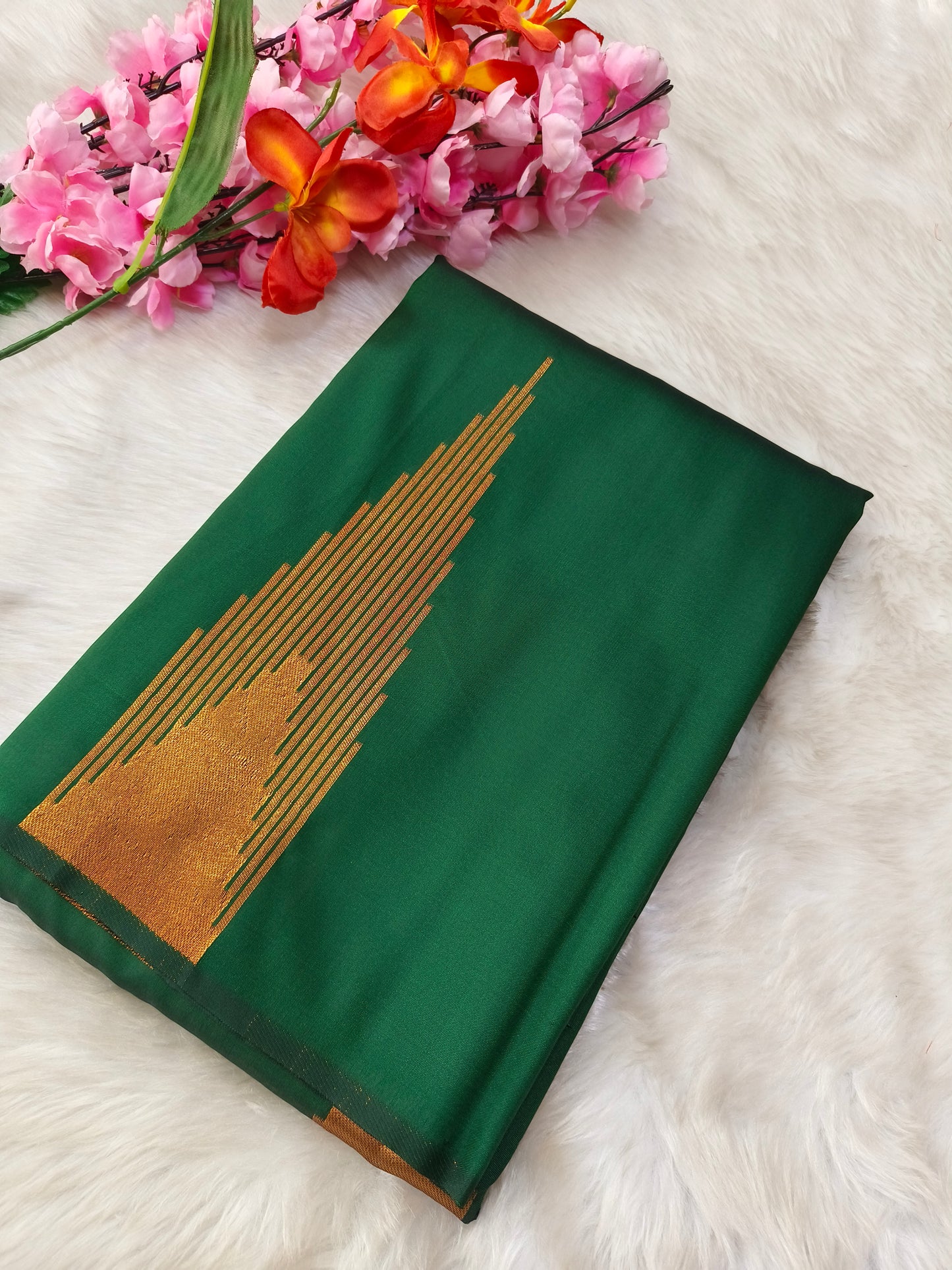 Green semi viscose silk saree