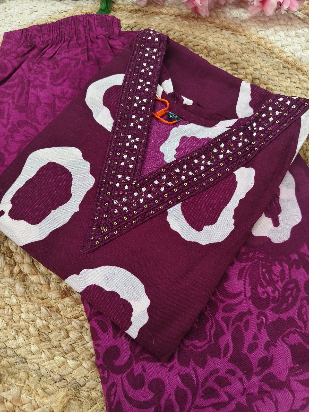 Wine Cotton sets with duppatta