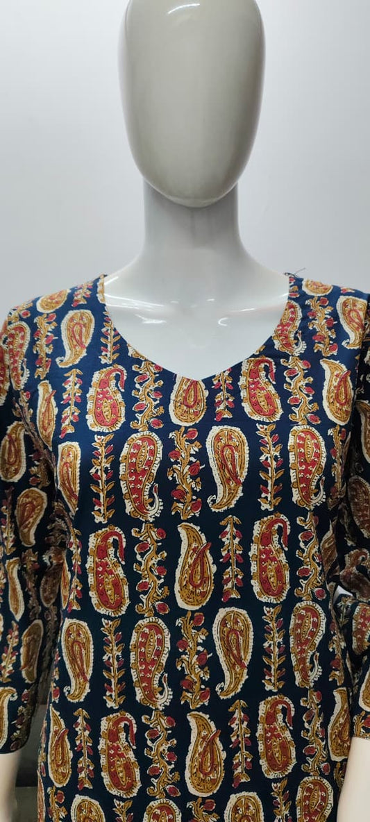 Navy blue pure cotton kurta