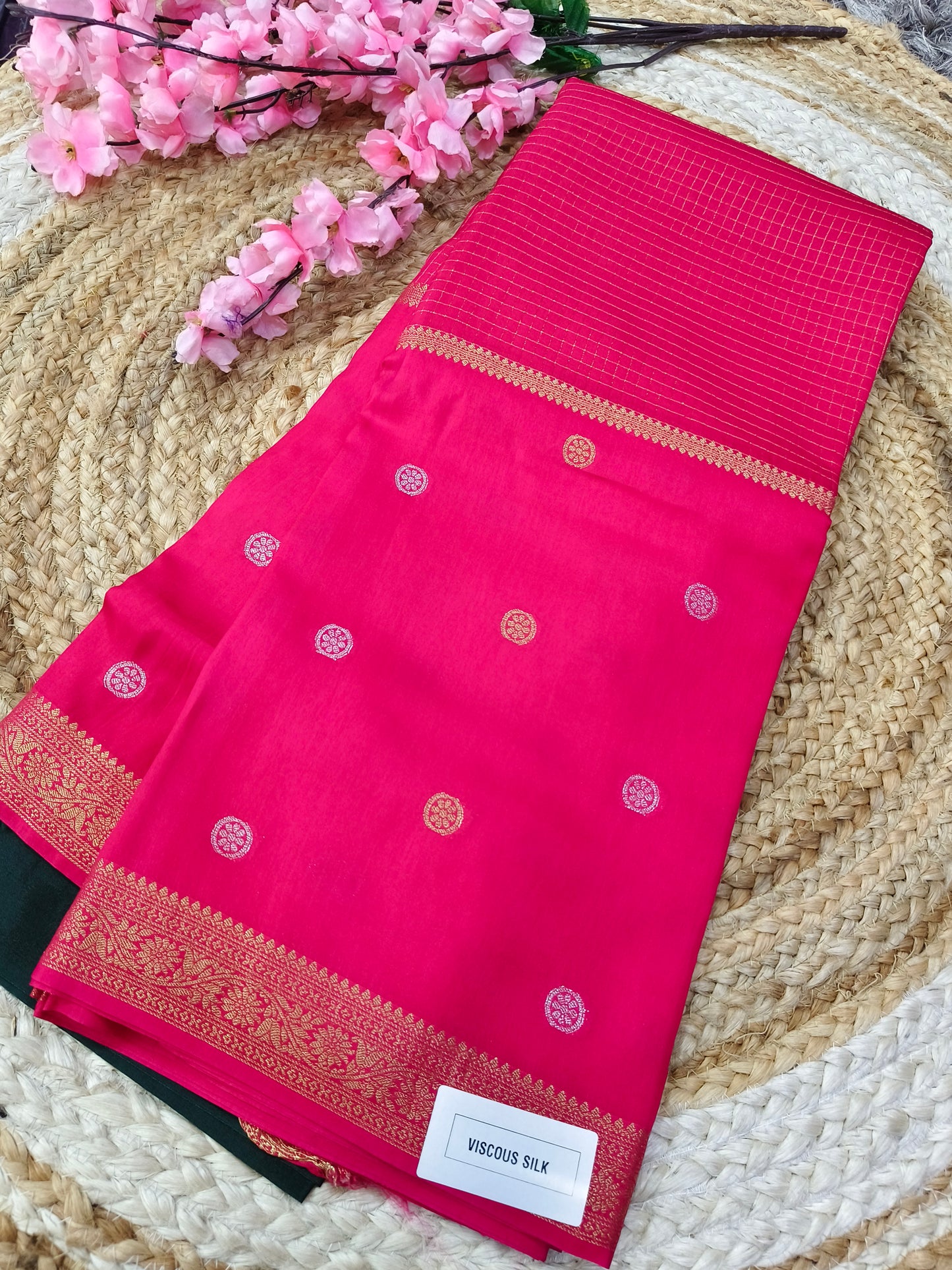 Pink viscous silk saree