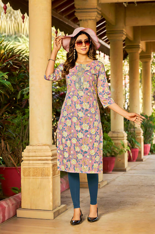 Pink cotton kurta