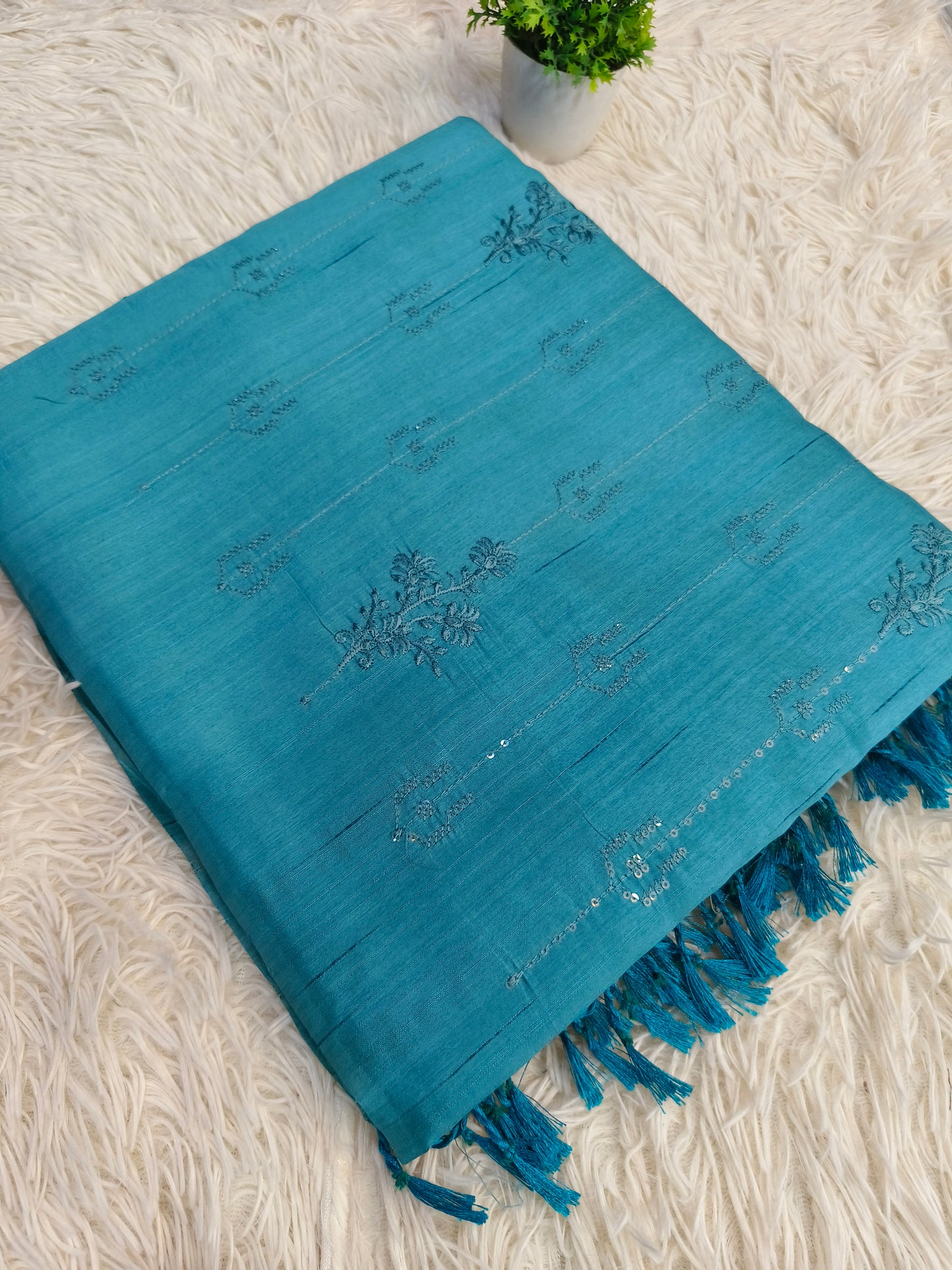 Sky blue Elegant Matka silk saree